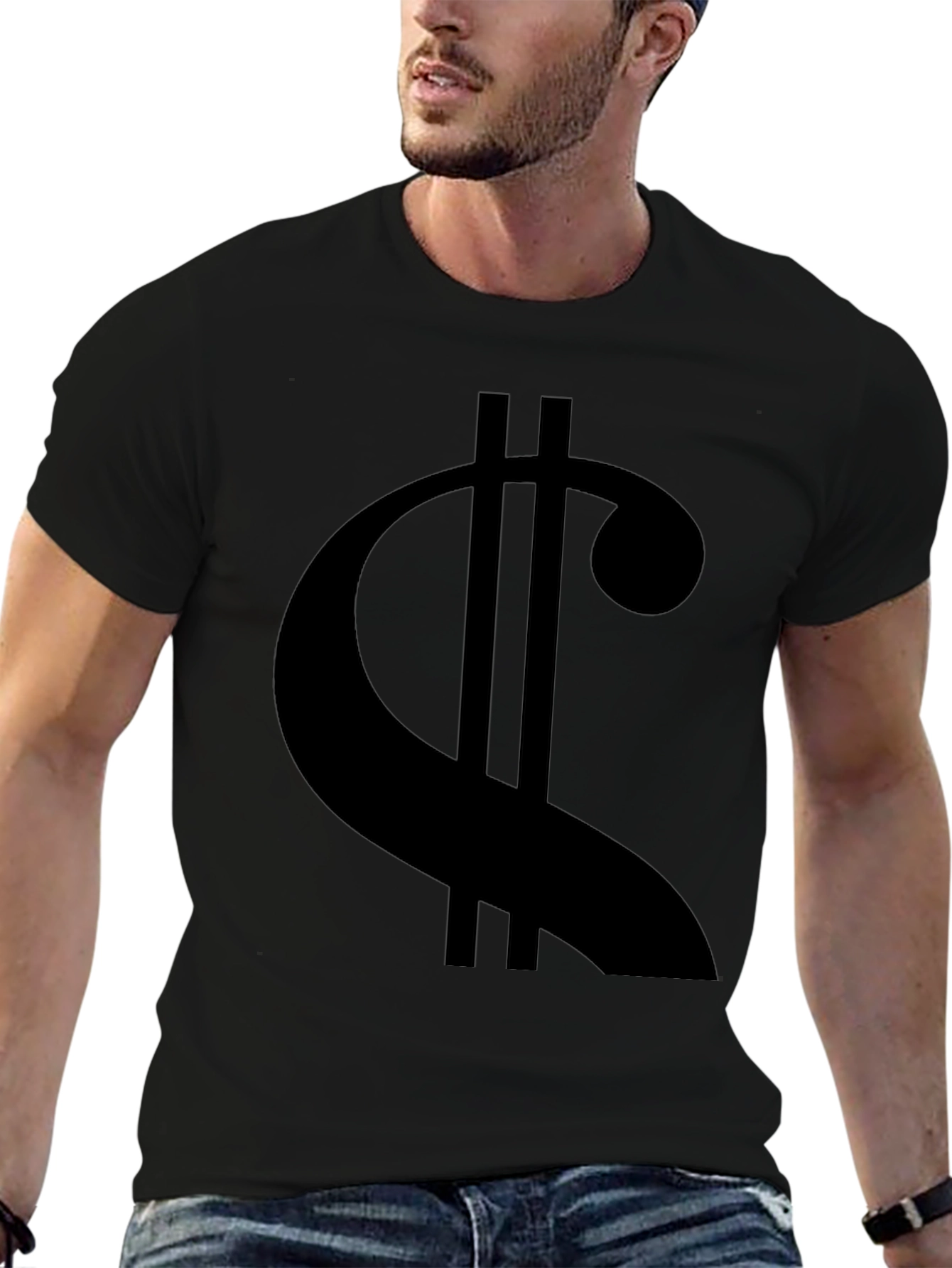 Camiseta Negra con Diseño de Clave de Sol Moderna