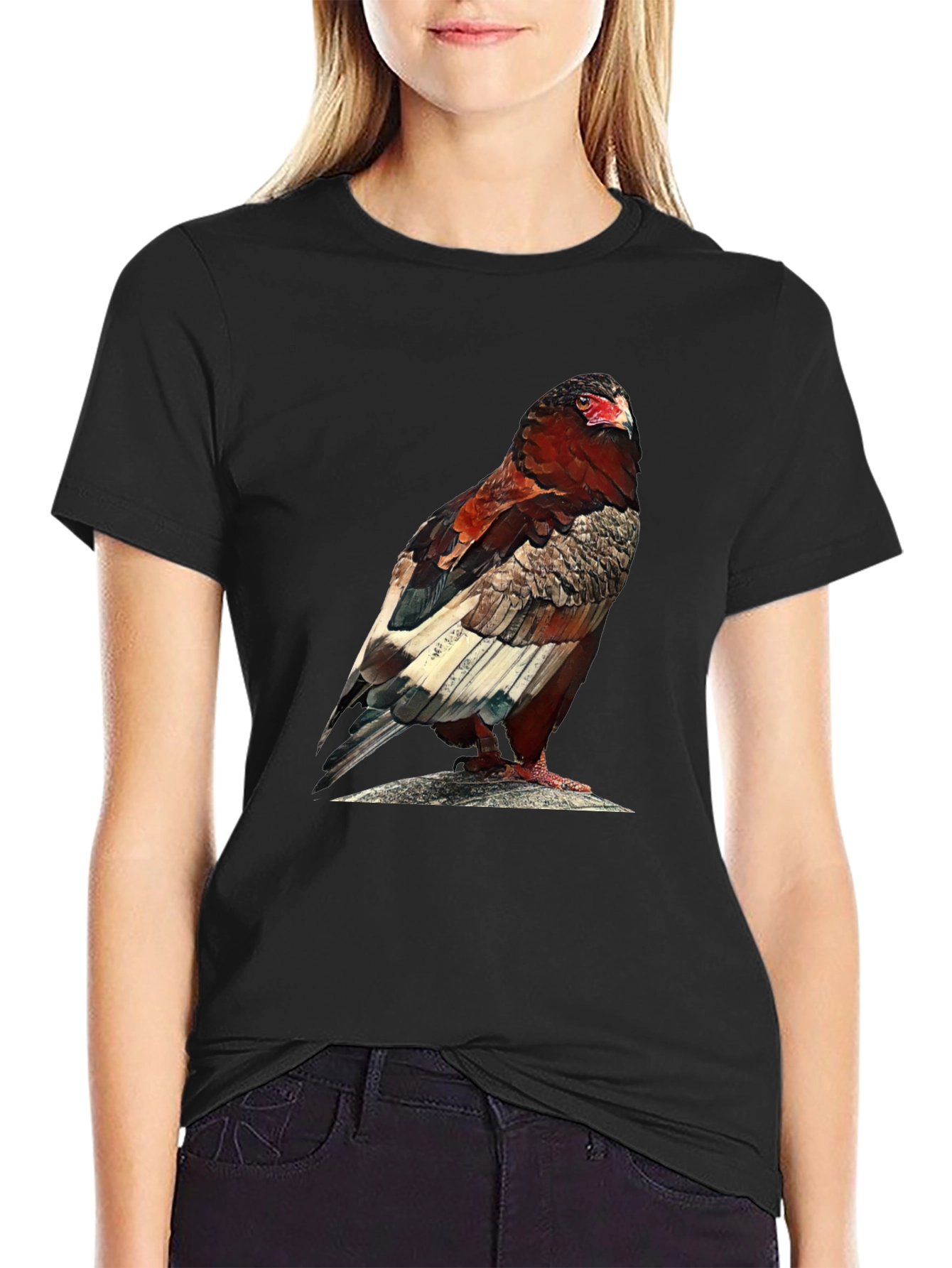 Camiseta Negra con Estampado de Águila