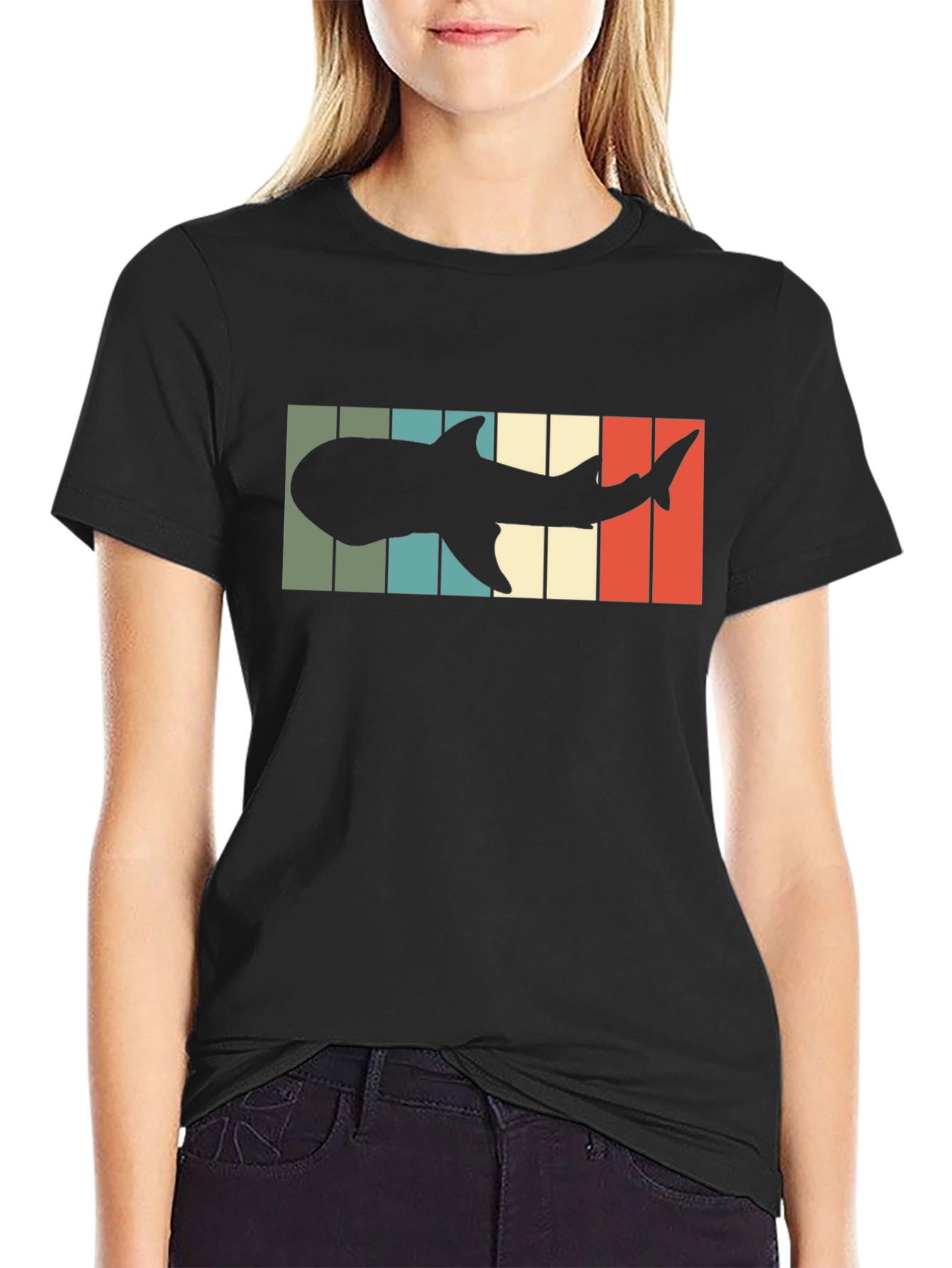Camiseta Hombre Diseño Retro Silueta Tiburón Ballena