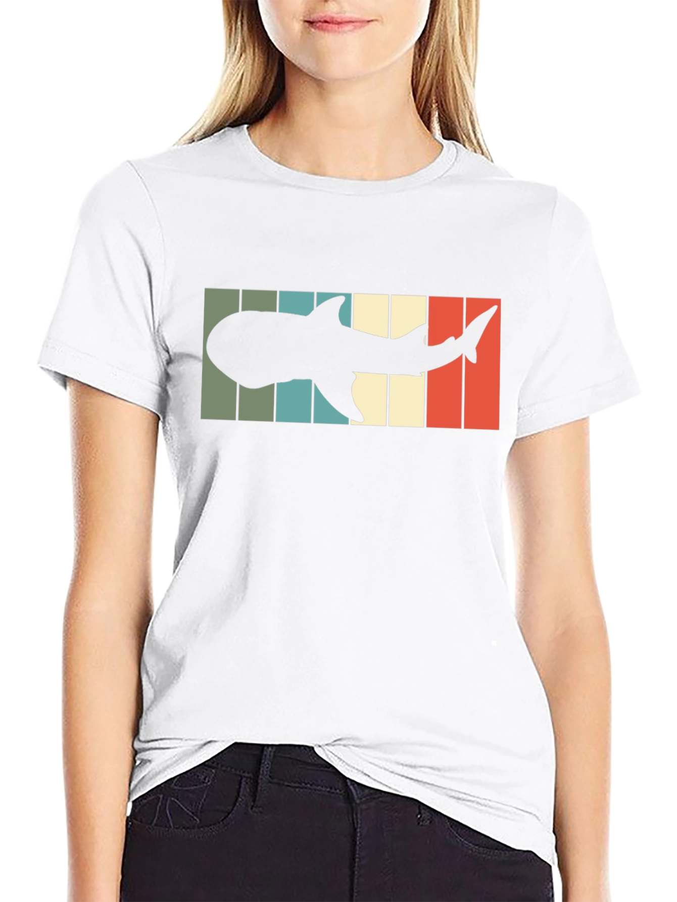 Camiseta Hombre Diseño Retro Silueta Tiburón Ballena