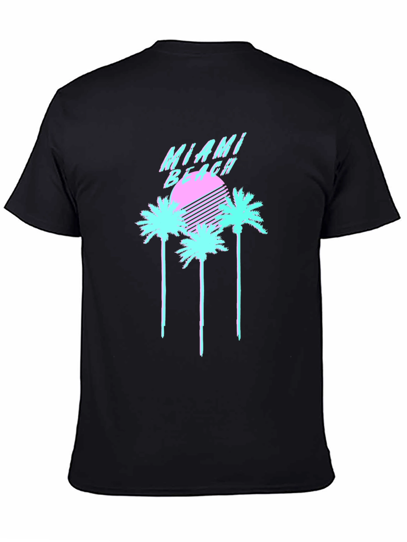 Camiseta Negra Miami Beach Retro Vaporwave