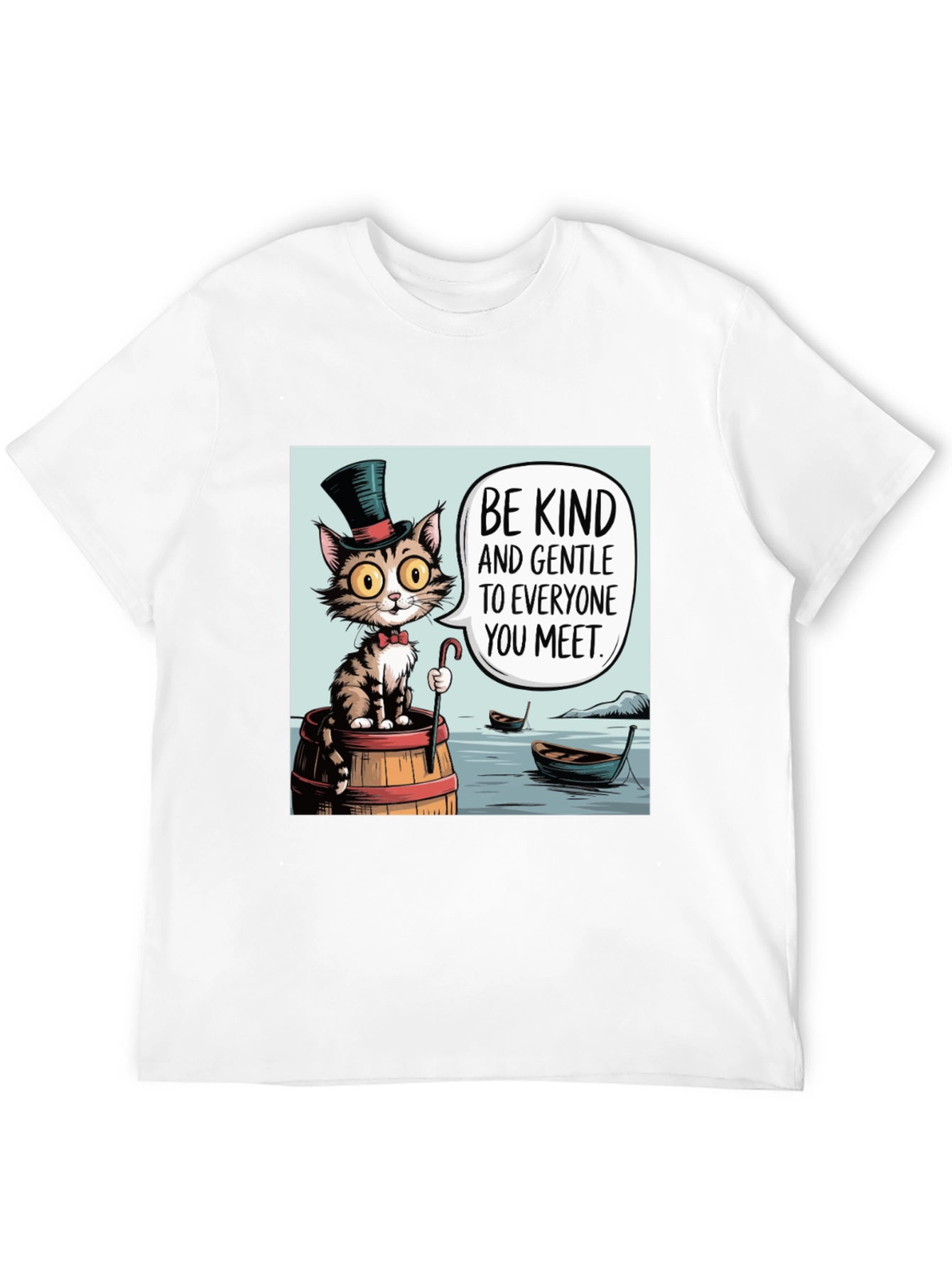 Camiseta Negra: Gato Gentil