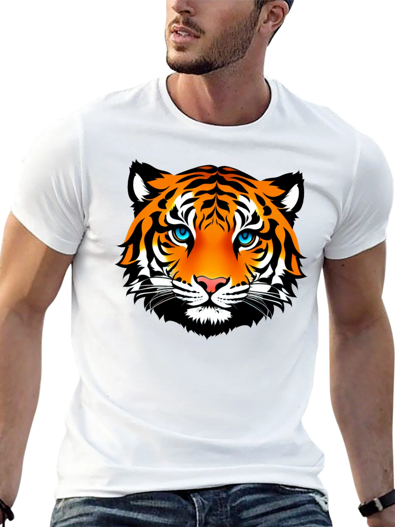 Camiseta Negra con Estampado de Tigre