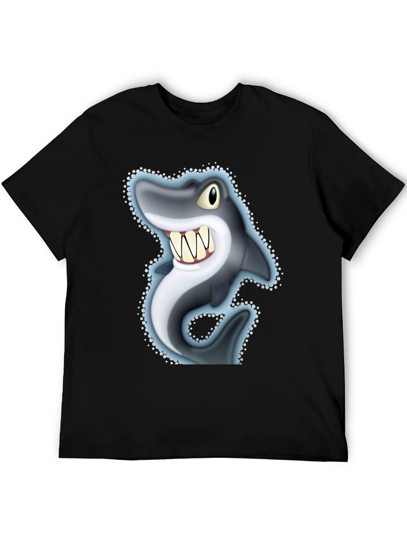 Camiseta Negra con Tiburón Caricatura