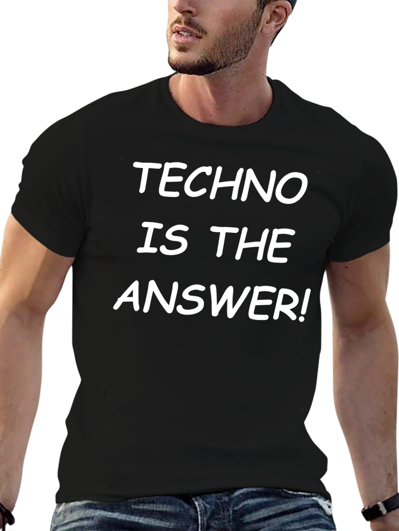 Camiseta Negra Techno is the Answer