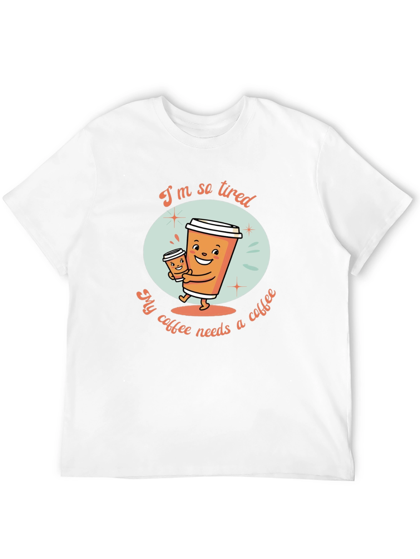 Camiseta Negra con Diseño de Café Cansado