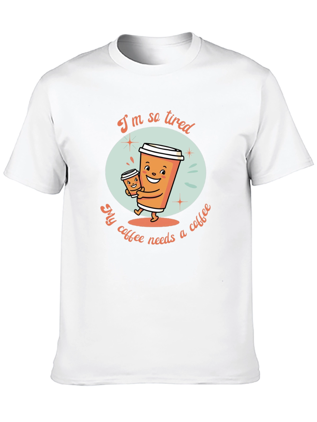 Camiseta Negra con Diseño de Café Cansado