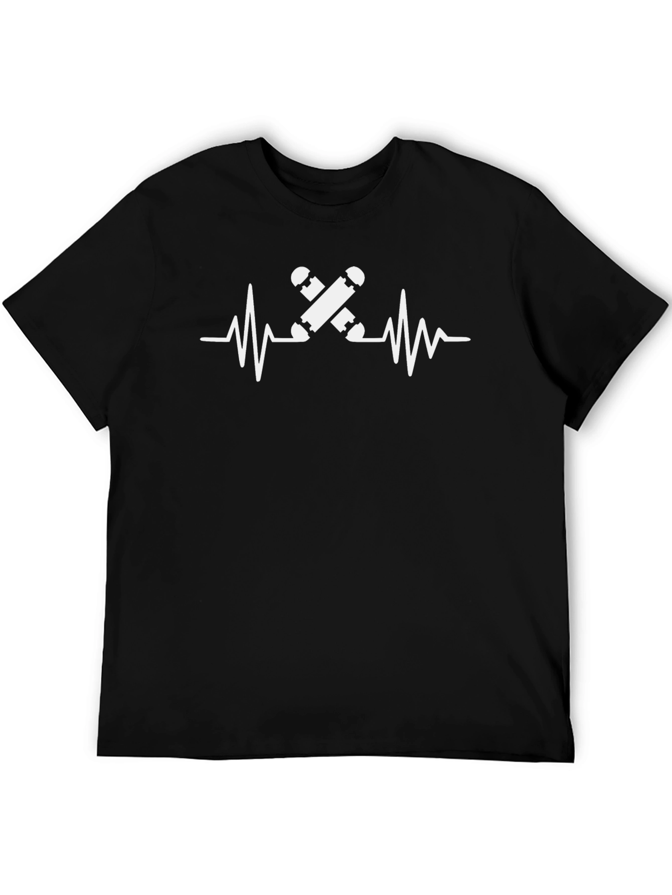 Camiseta Negra con Diseño de Latido de Skate