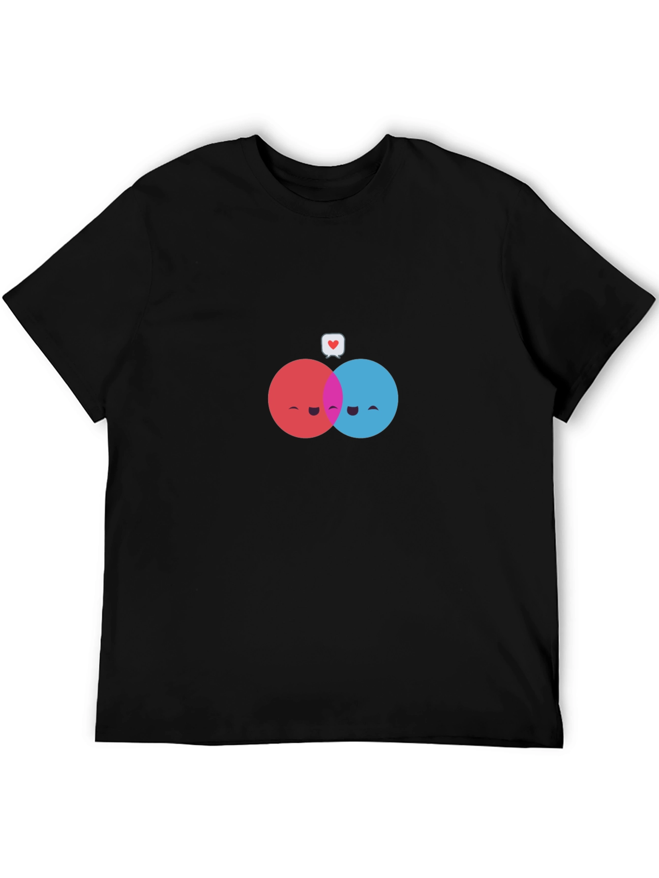 Camiseta Negra con Diseño de Círculos Enamorados
