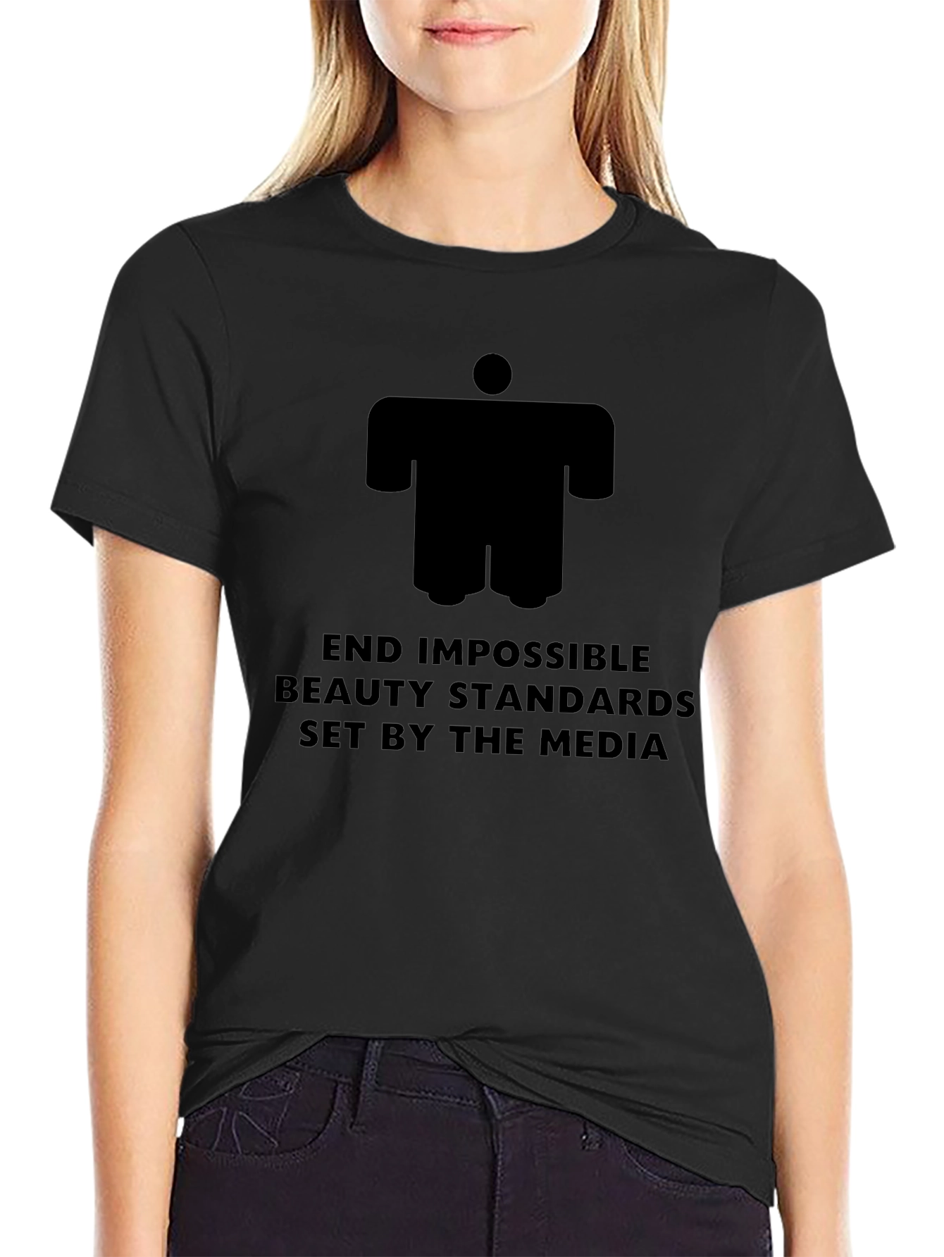 Camiseta Negra Belleza Imposible con Diseño Abstracto