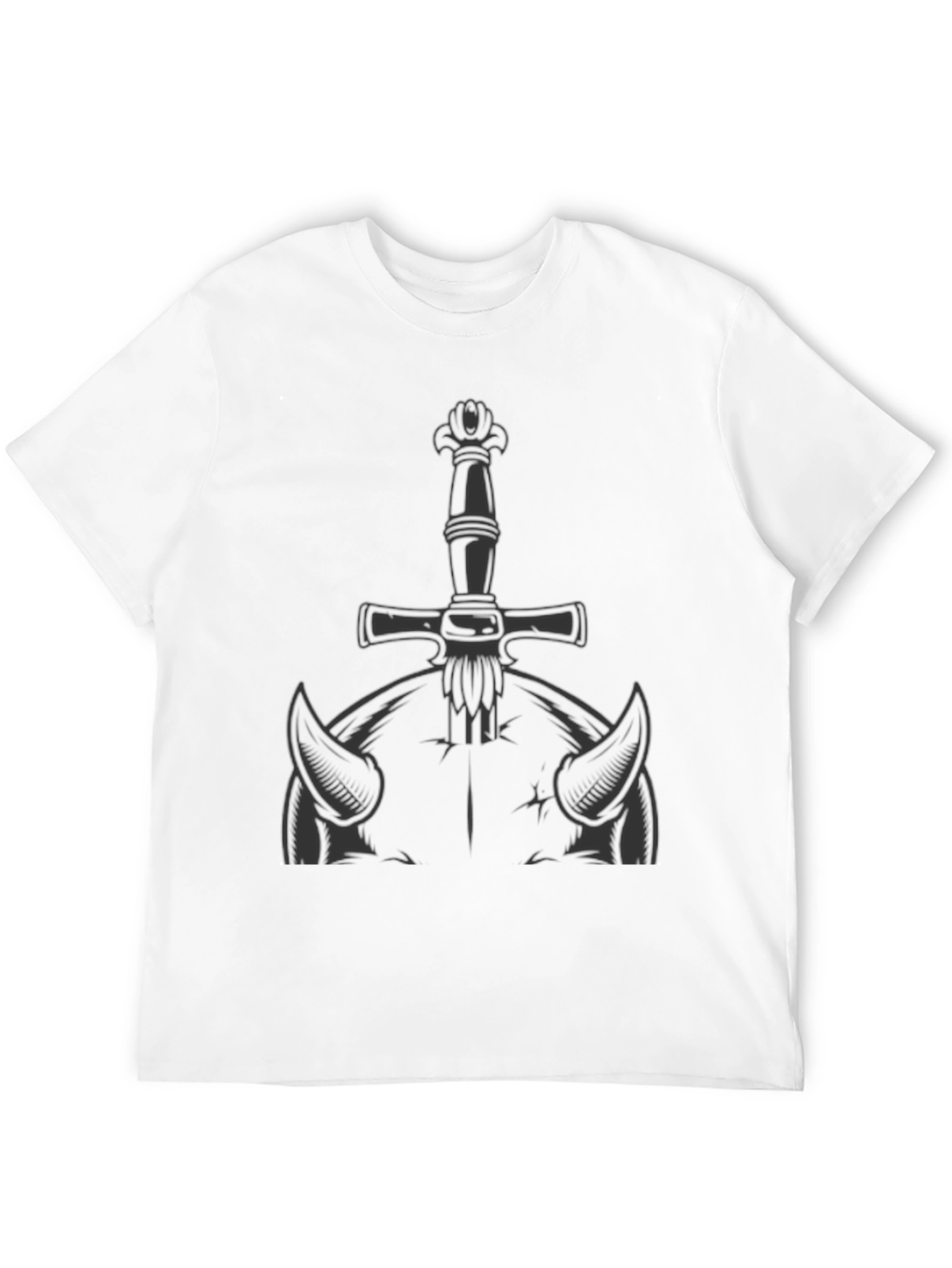 Camiseta Negra con Diseño de Espada y Cuernos