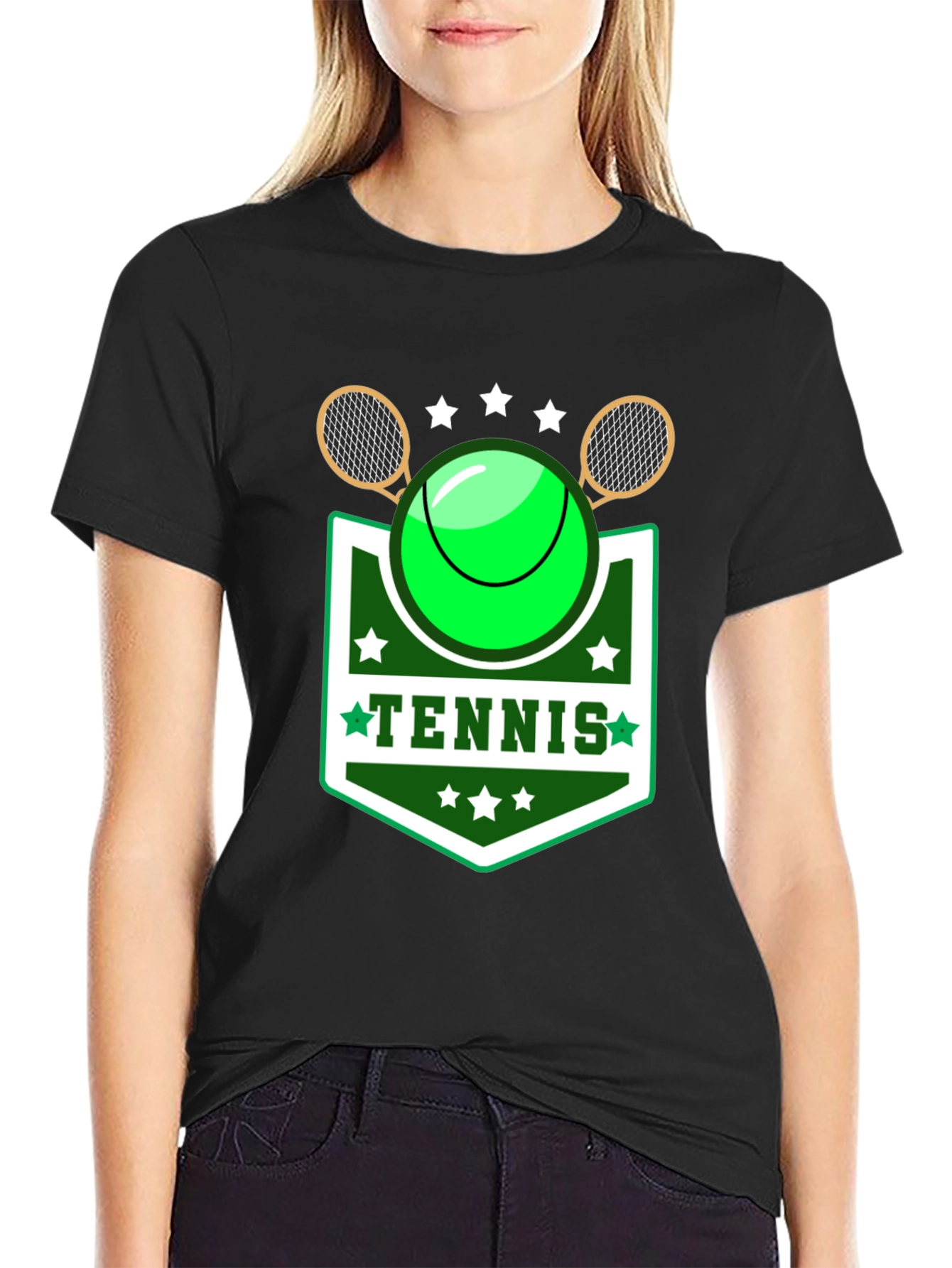 Camiseta Negra Diseño Tenis