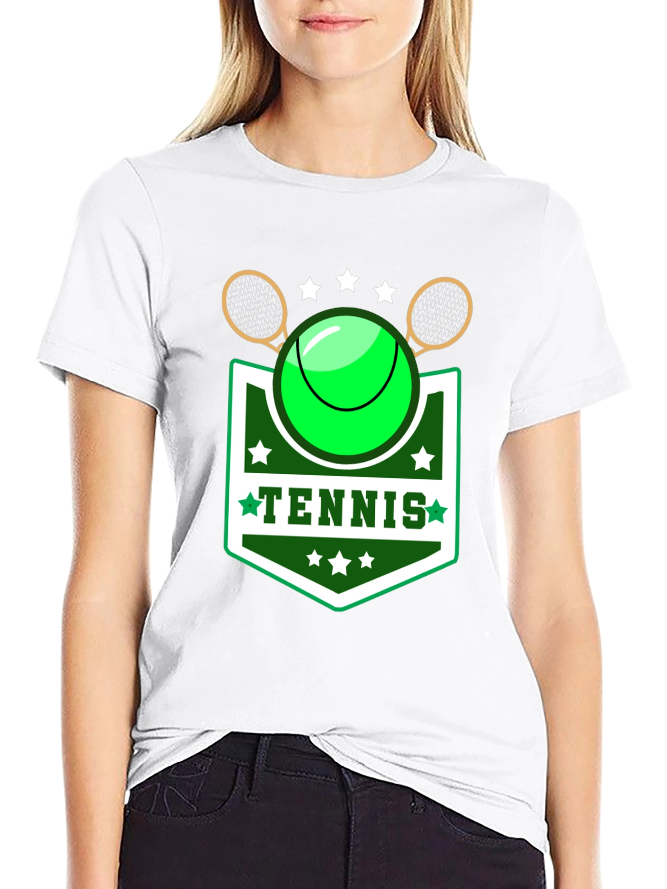 Camiseta Negra Diseño Tenis