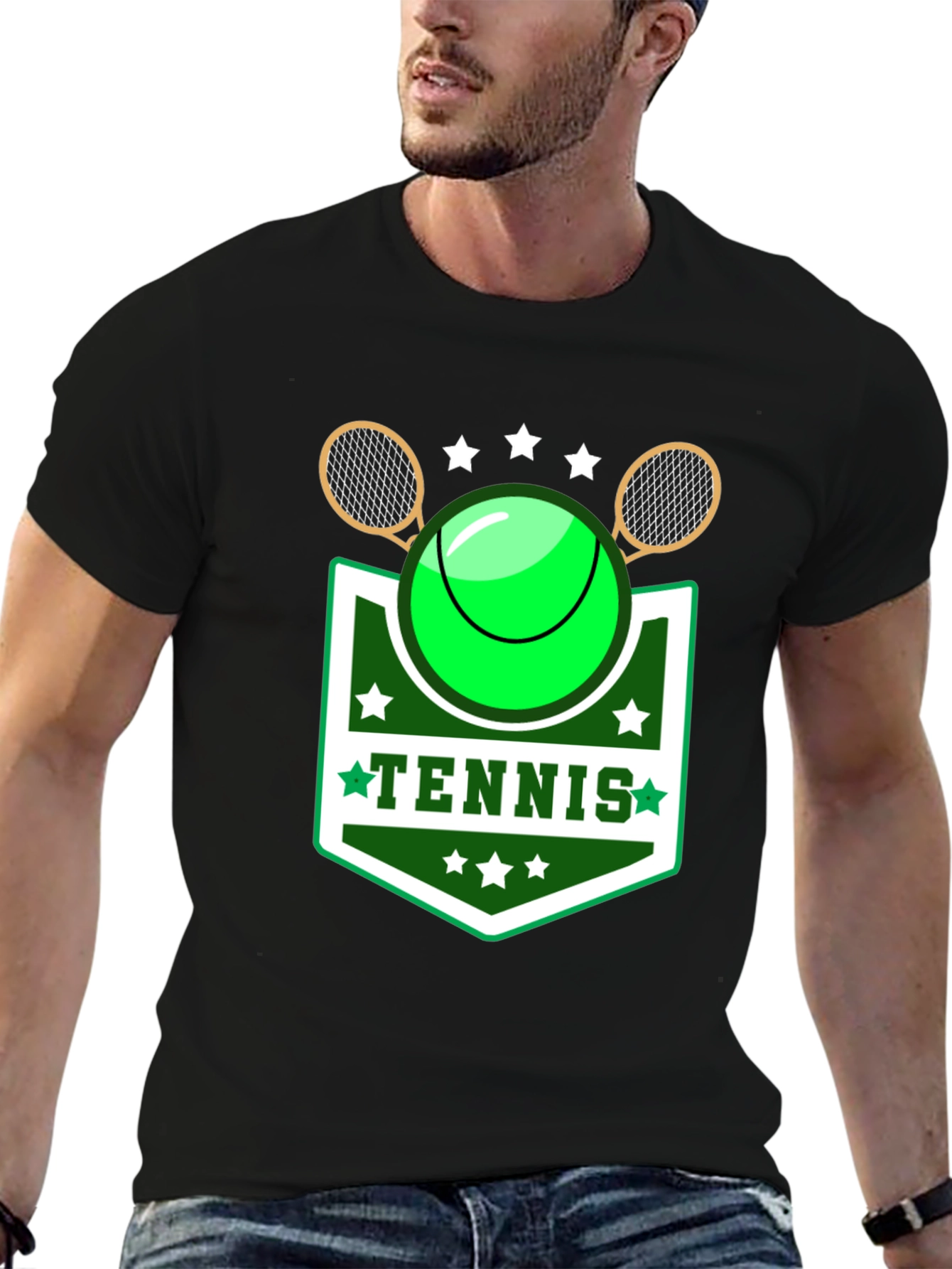 Camiseta Negra Diseño Tenis