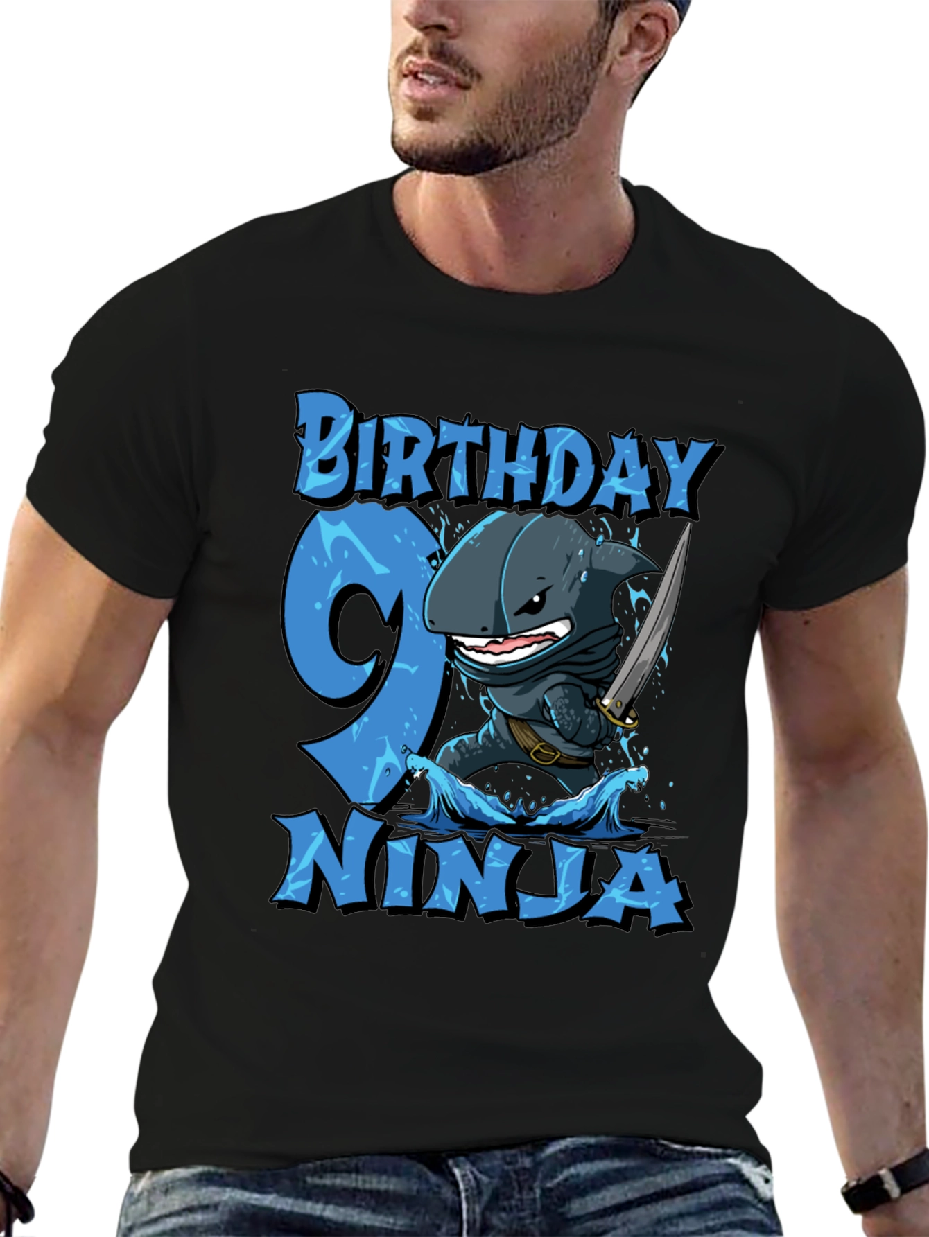 Camiseta Cumpleaños 9 Ninja Tiburón