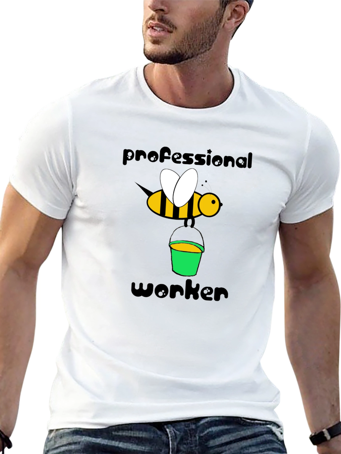 Camiseta Negra Abeja Profesional Trabajador