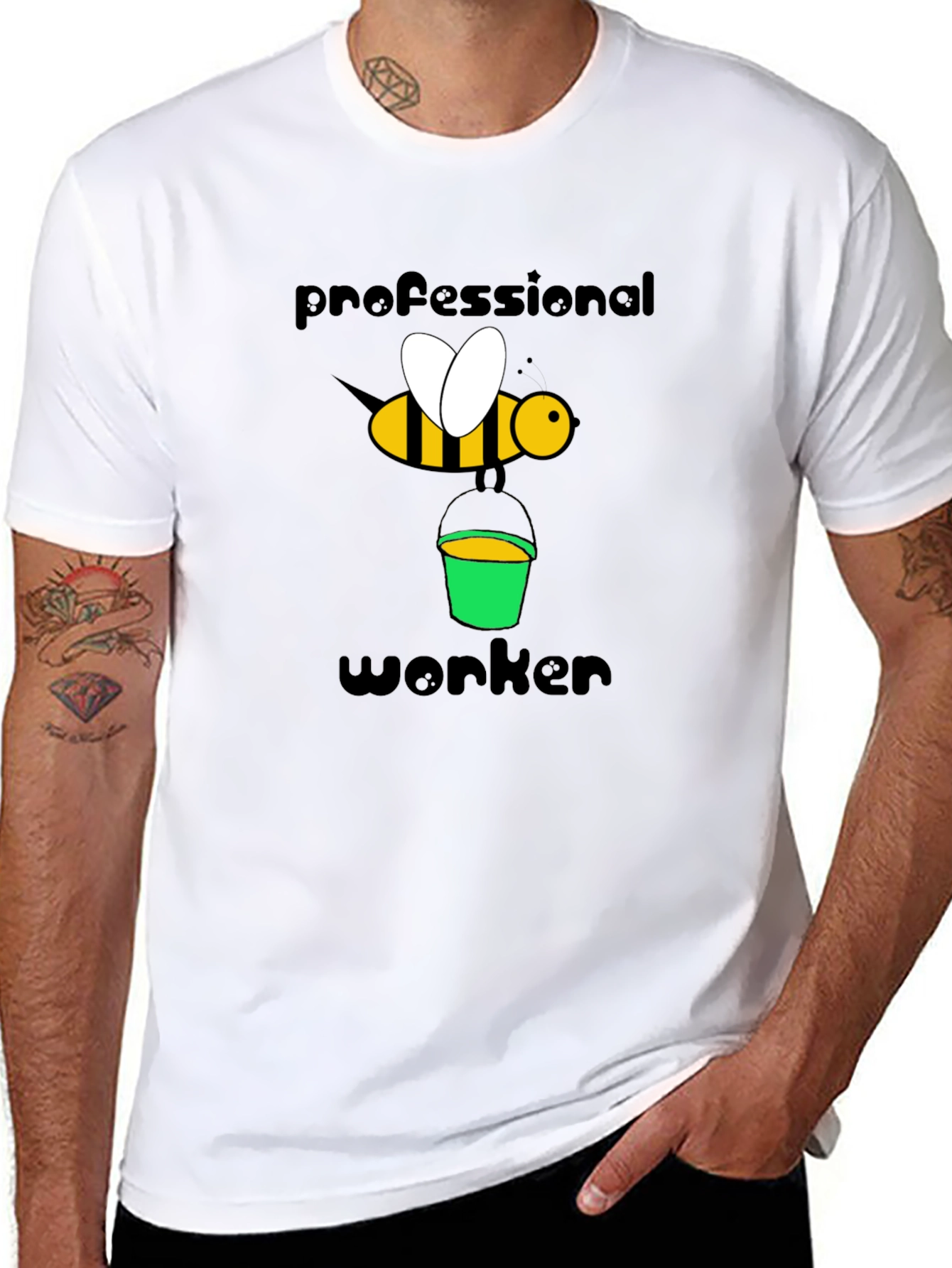 Camiseta Negra Abeja Profesional Trabajador