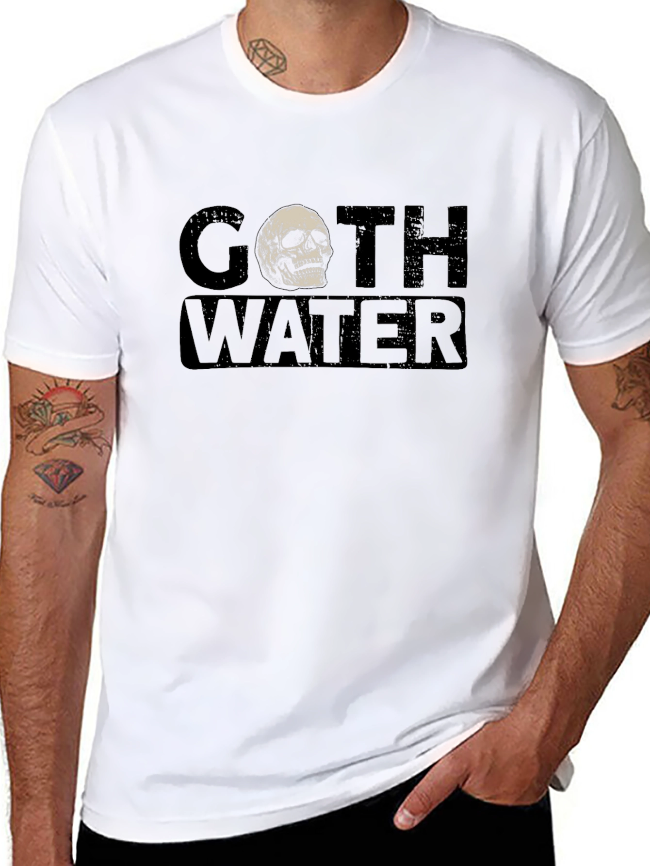 Camiseta Negra Goth Water con Calavera