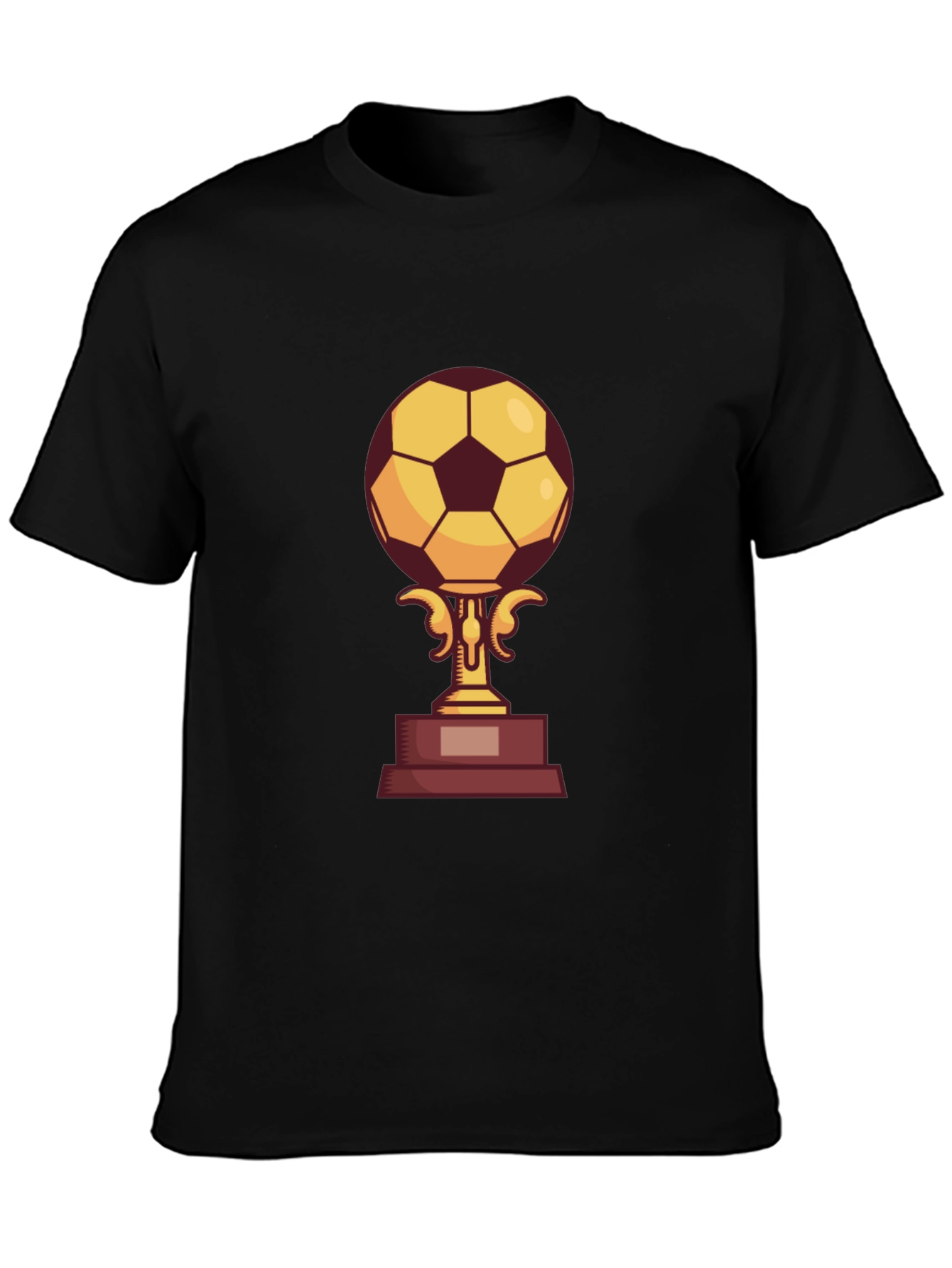 Camiseta Negra con Diseño de Trofeo de Fútbol