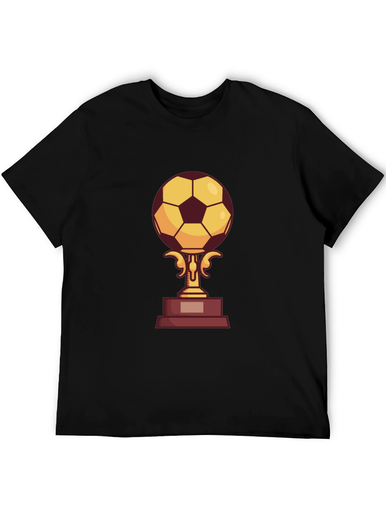 Camiseta Negra con Diseño de Trofeo de Fútbol