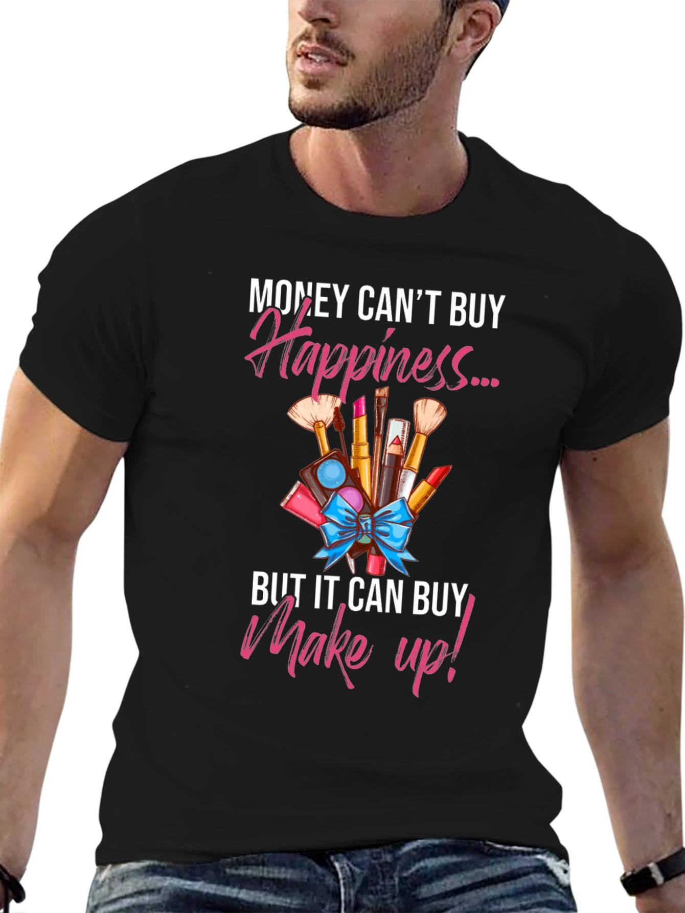 Camiseta Negra con Diseño de Maquillaje