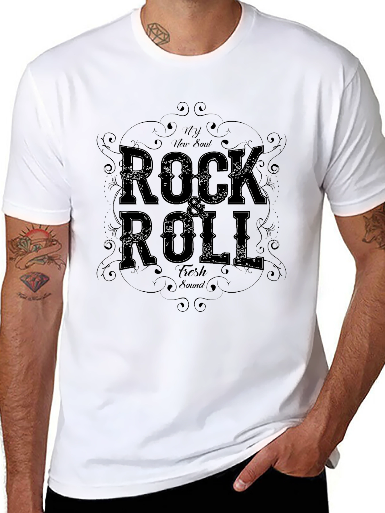 Camiseta Negra Rock & Roll New Soul