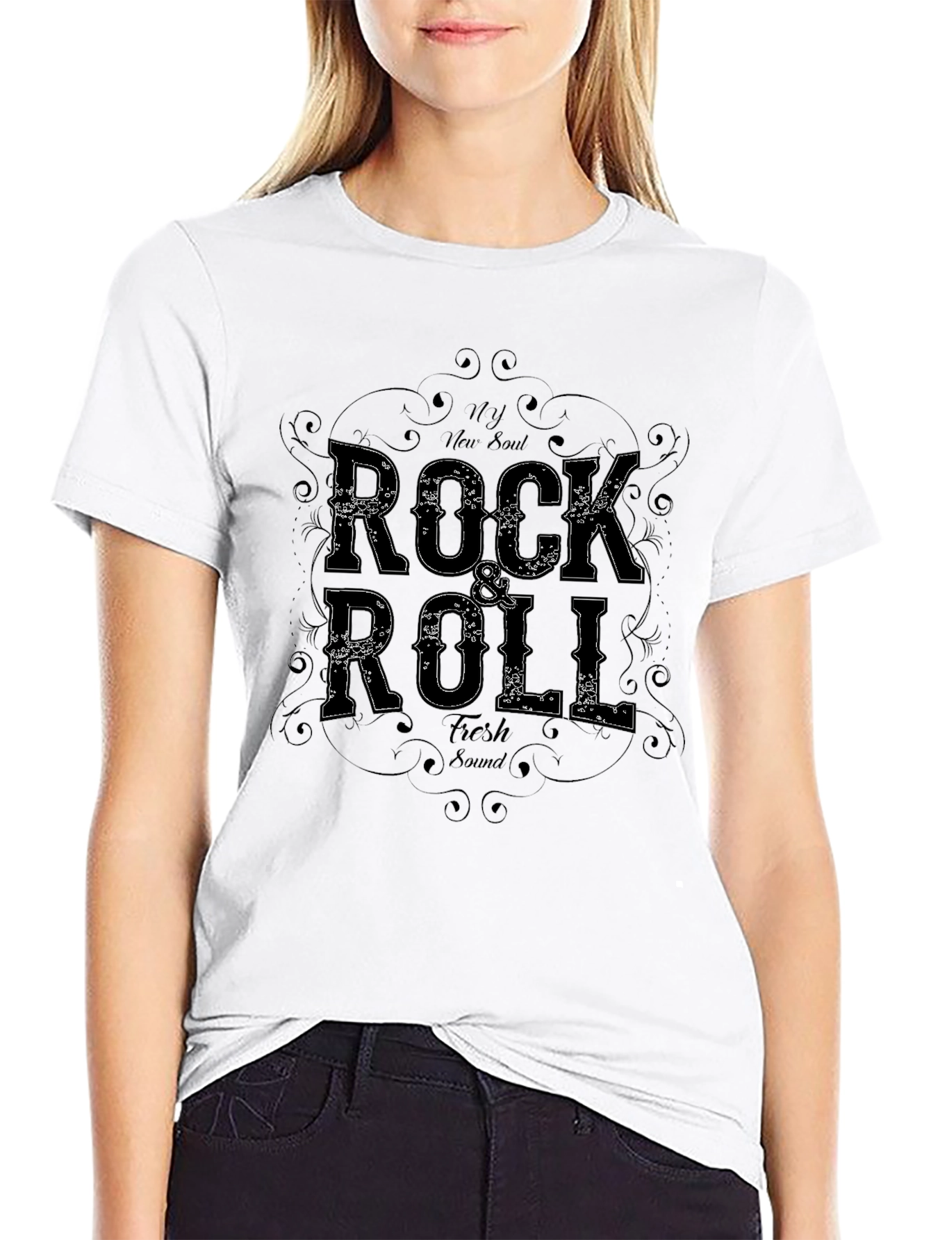 Camiseta Negra Rock & Roll New Soul