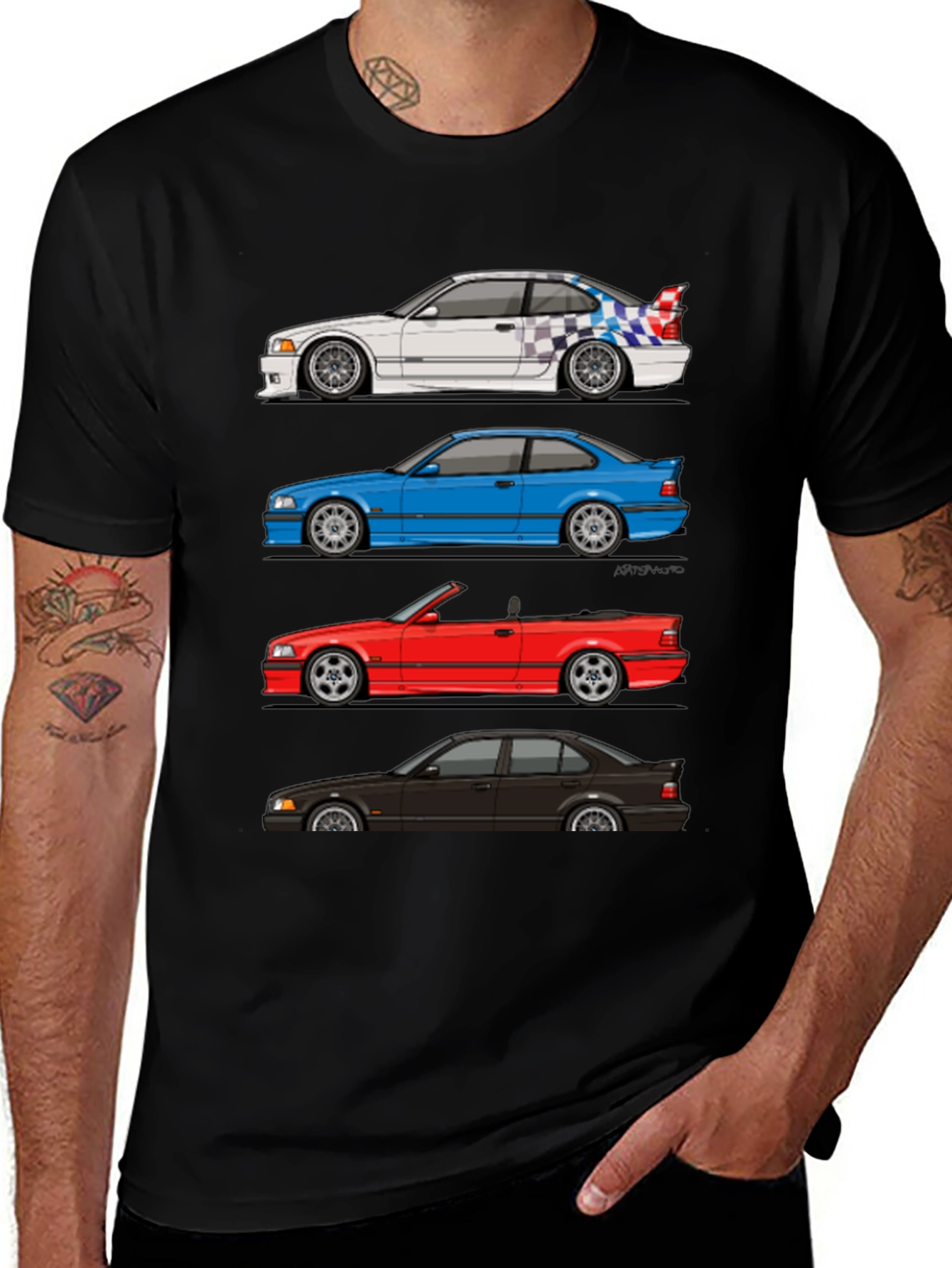 Camiseta Negra E36: Estilos de Coche Clásico BMW