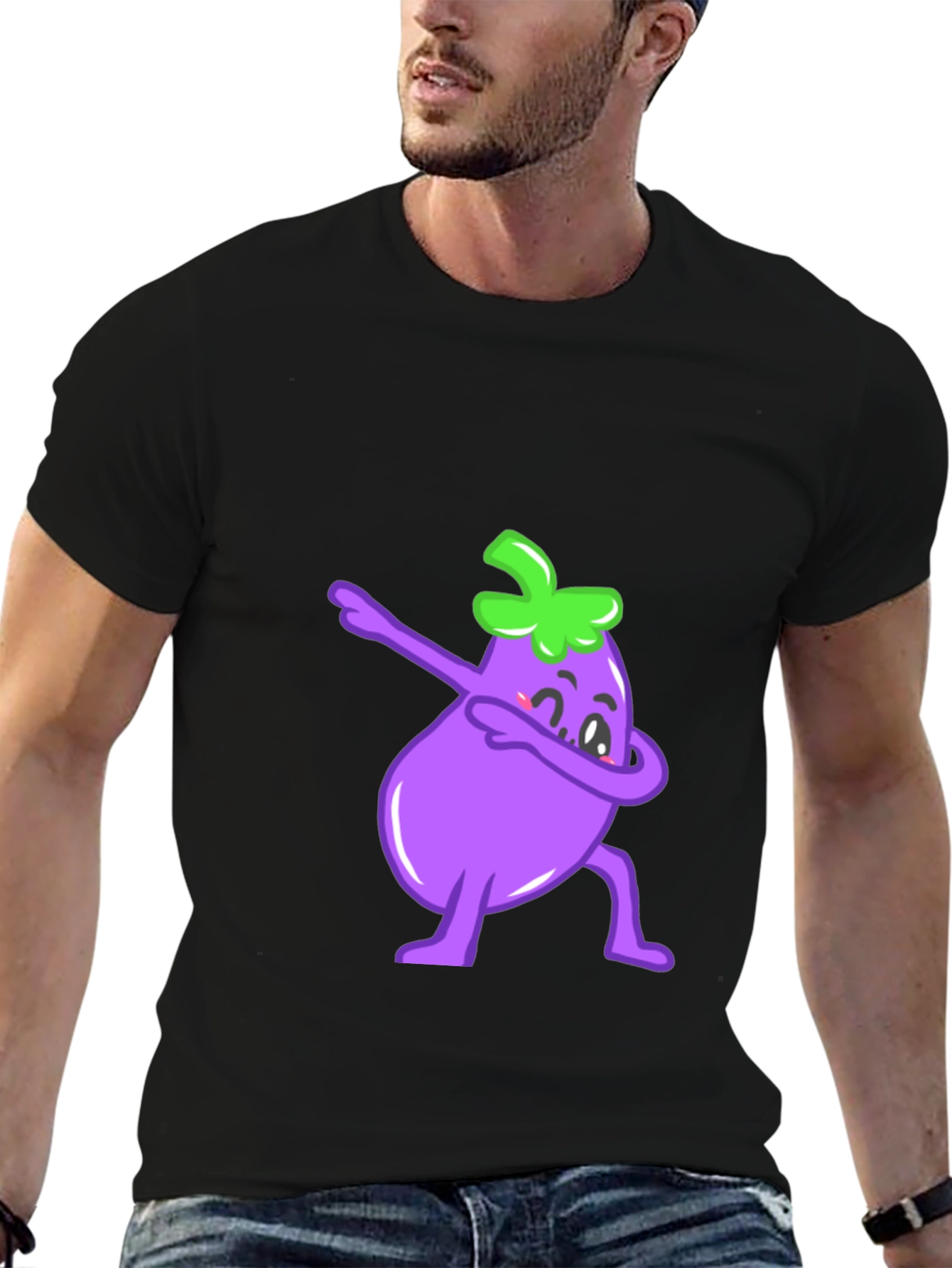 Camiseta Negra con Berenjena Dab