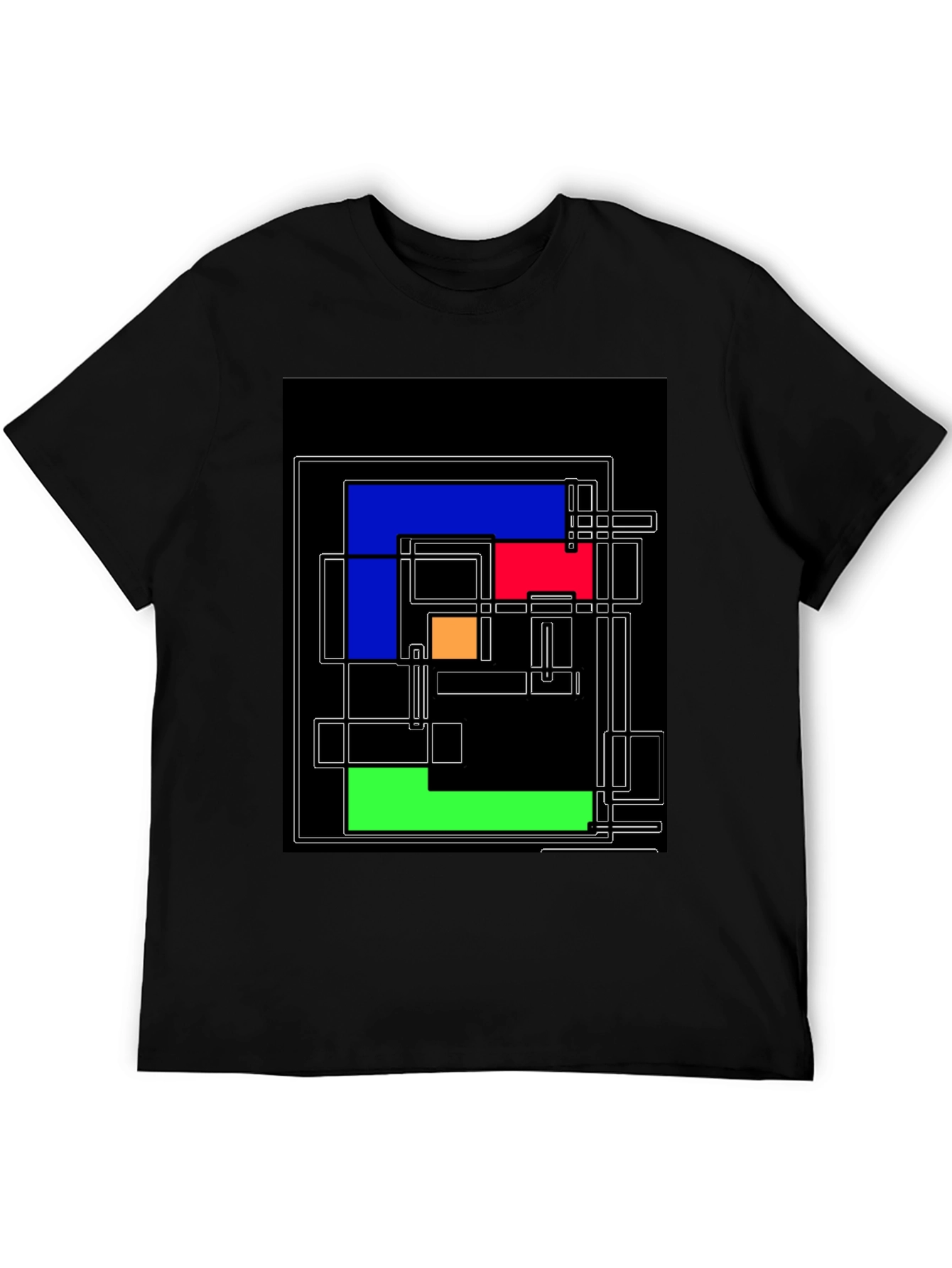Camiseta Negra con Diseño Geométrico Abstracto