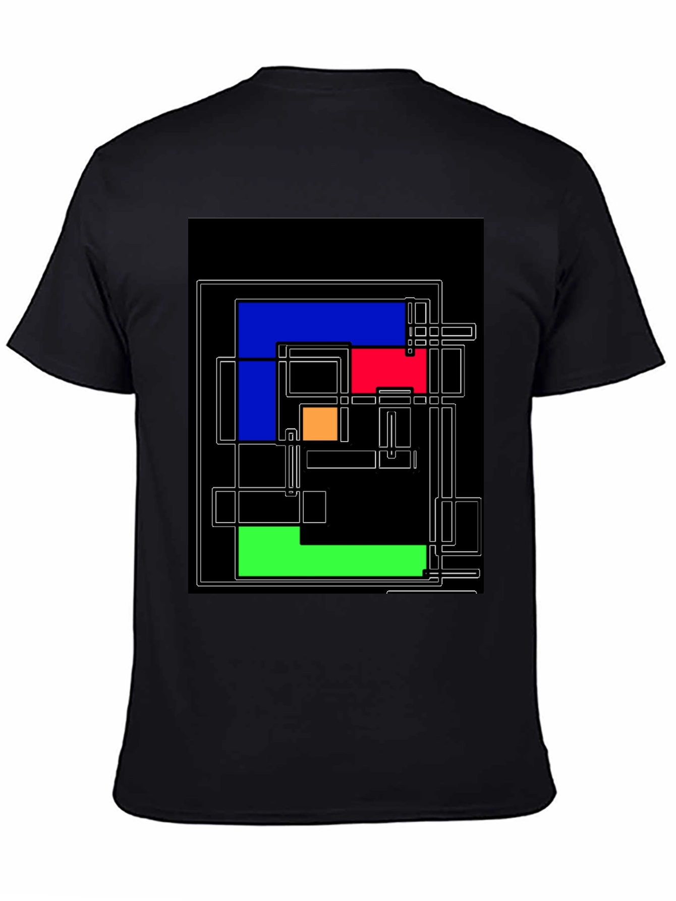 Camiseta Negra con Diseño Geométrico Abstracto