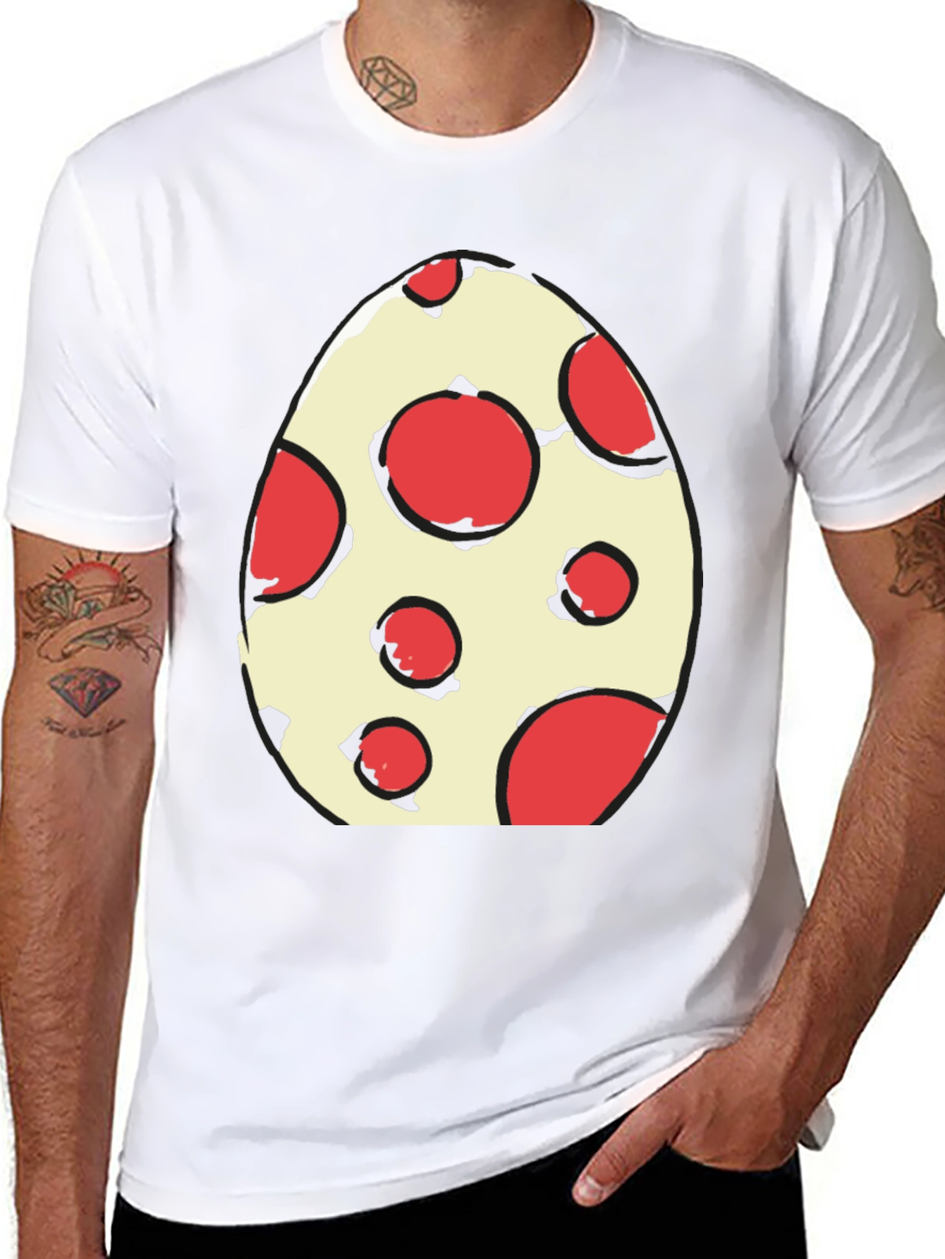 Camiseta Huevo con Lunares Rojos - Diseño Divertido