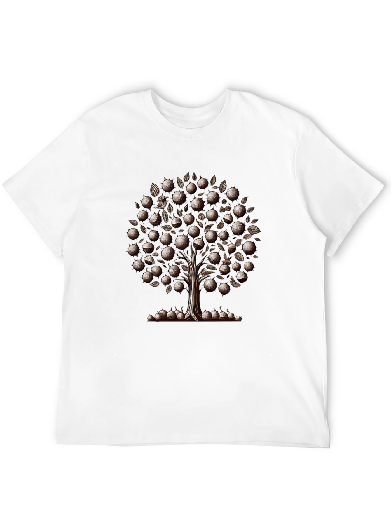 Camiseta Negra Árbol de Frutas Estilizado