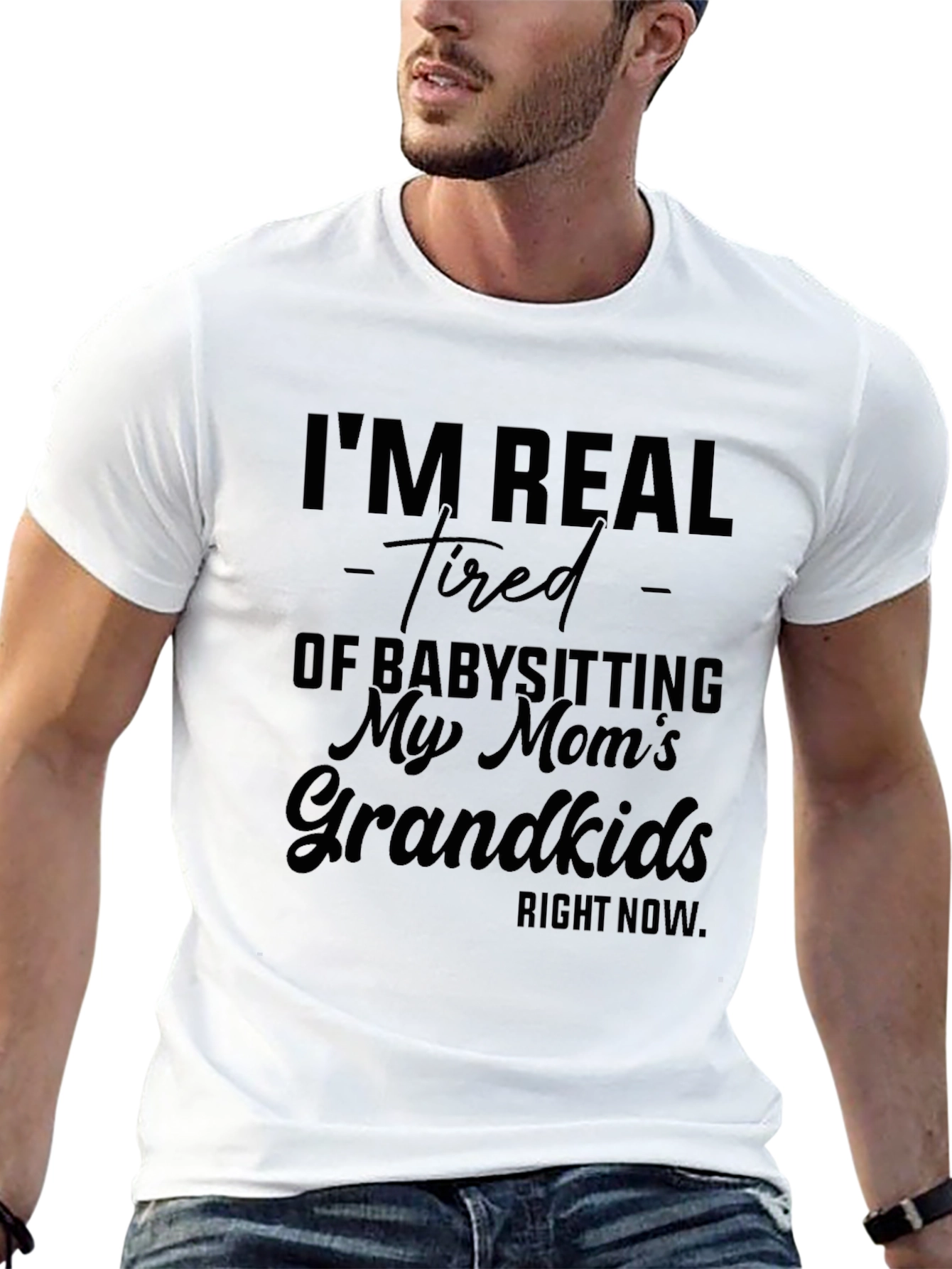 Camiseta Negra con Humor: Cansado de Cuidar Nietos
