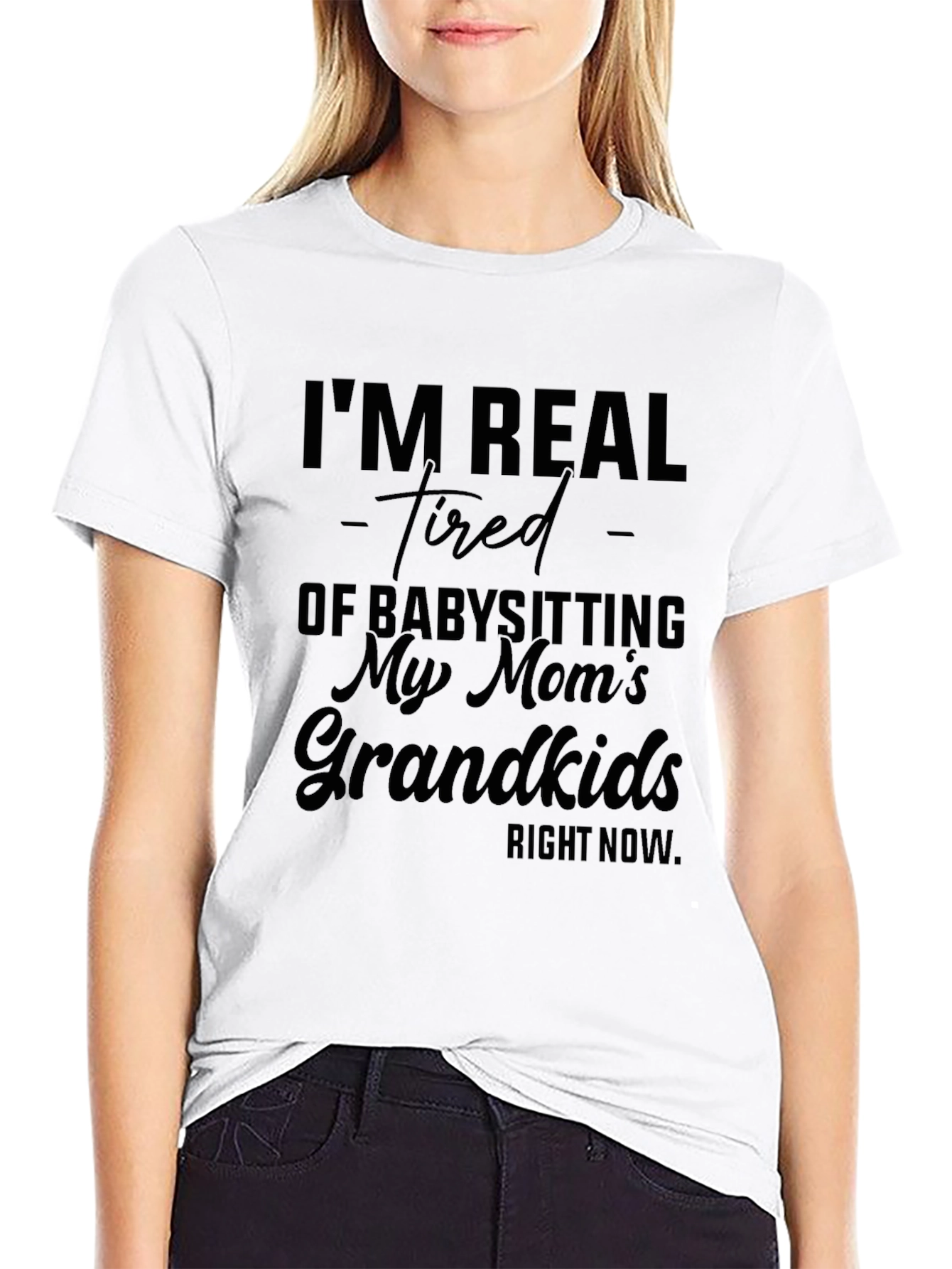 Camiseta Negra con Humor: Cansado de Cuidar Nietos