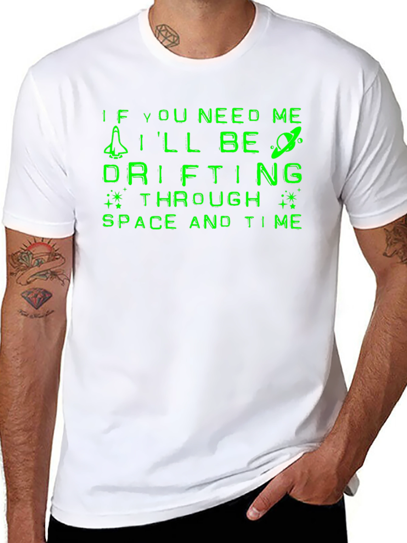 Camiseta Negra Espacial: Drifting Through Space and Time