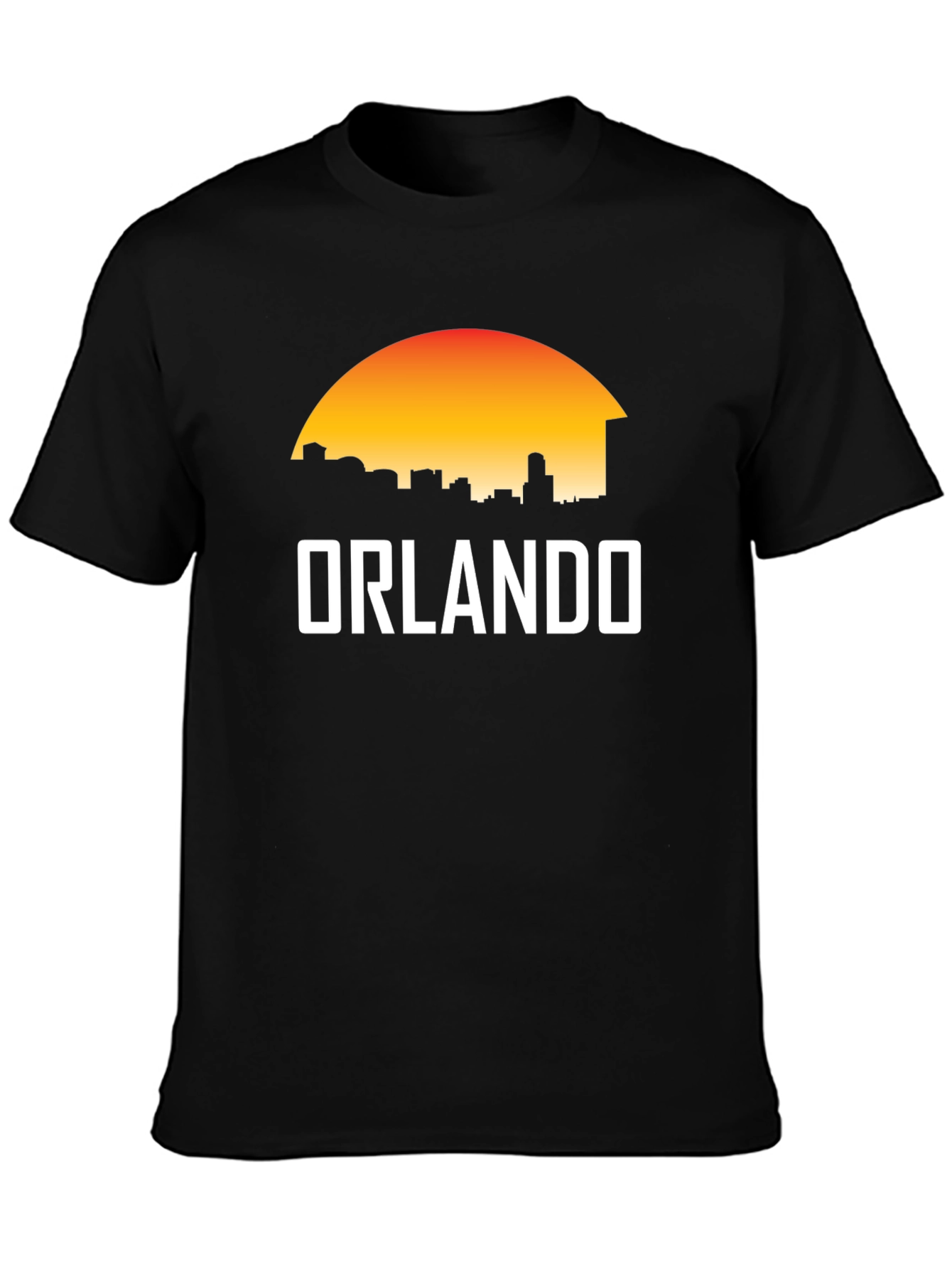 Camiseta Negra Orlando Skyline Sunset