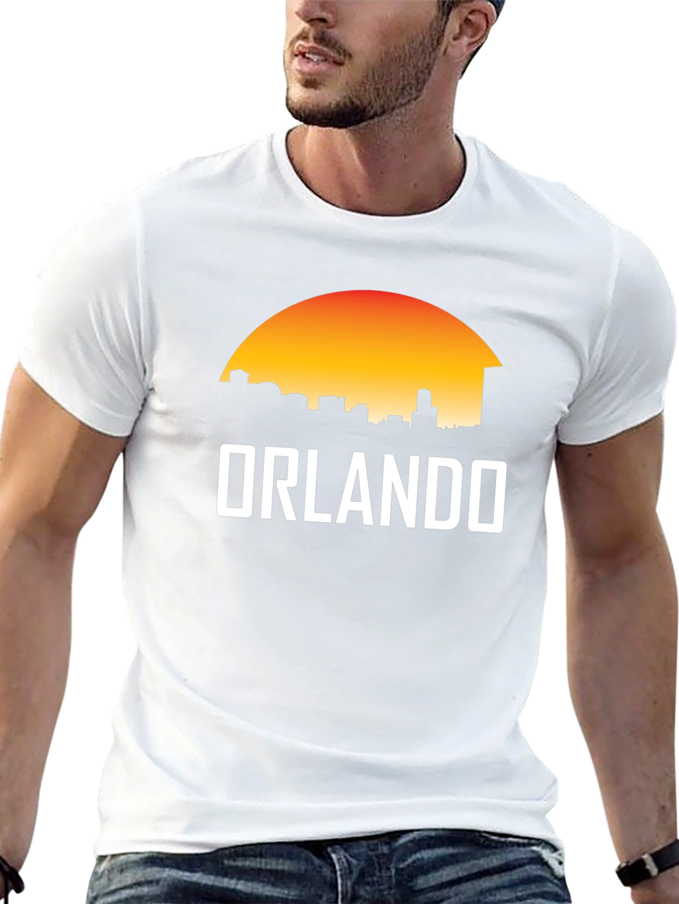 Camiseta Negra Orlando Skyline Sunset