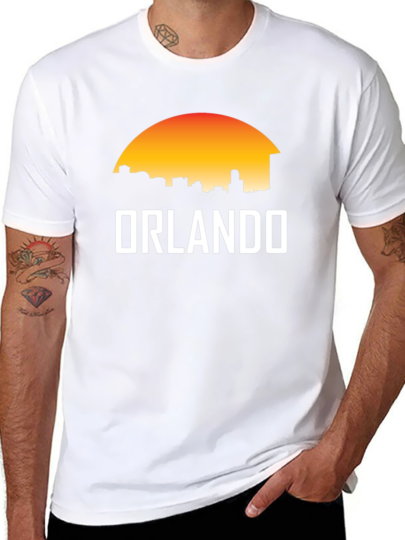 Camiseta Negra Orlando Skyline Sunset