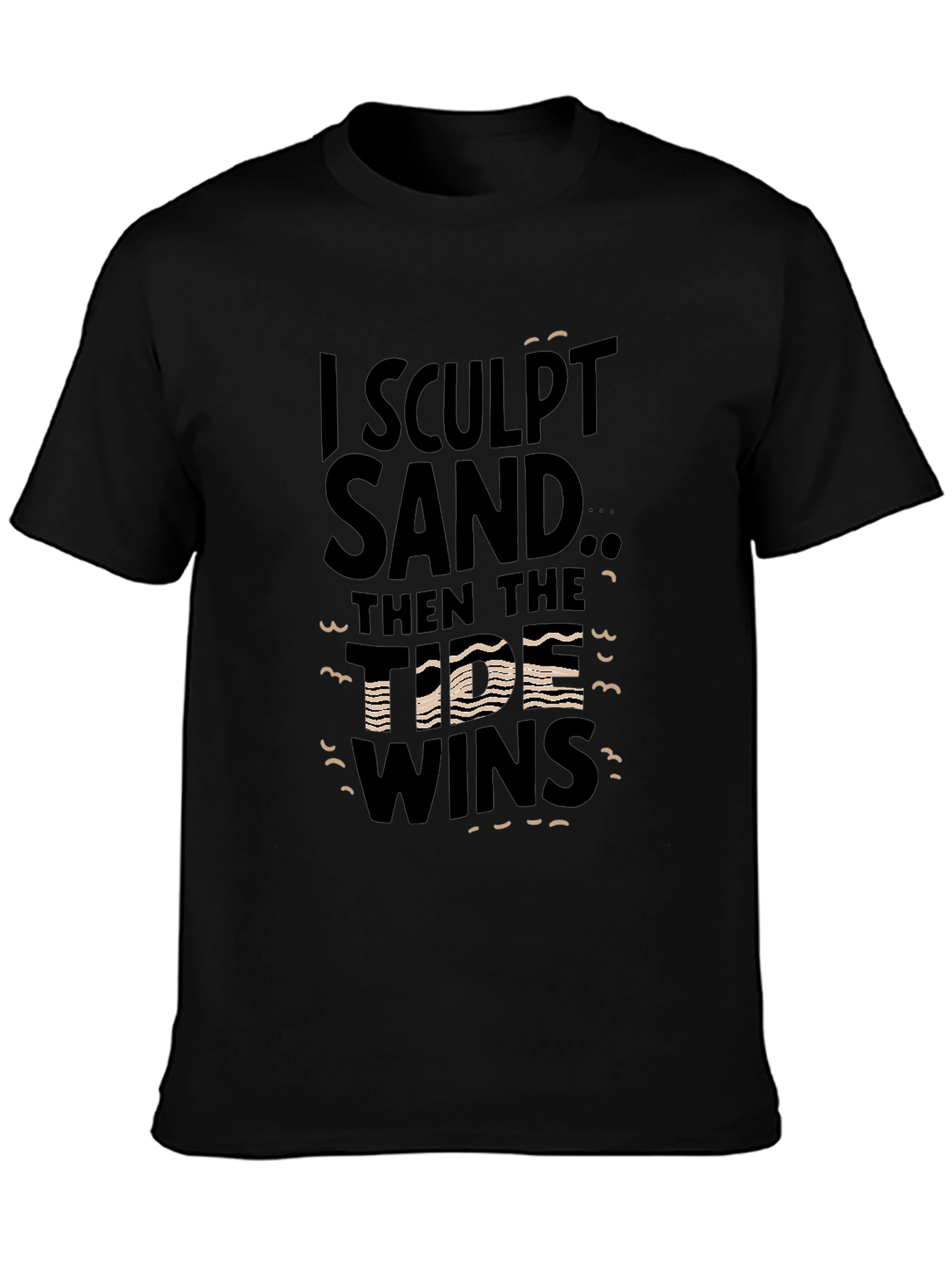 Camiseta Negra con Estampado Esculpo Arena