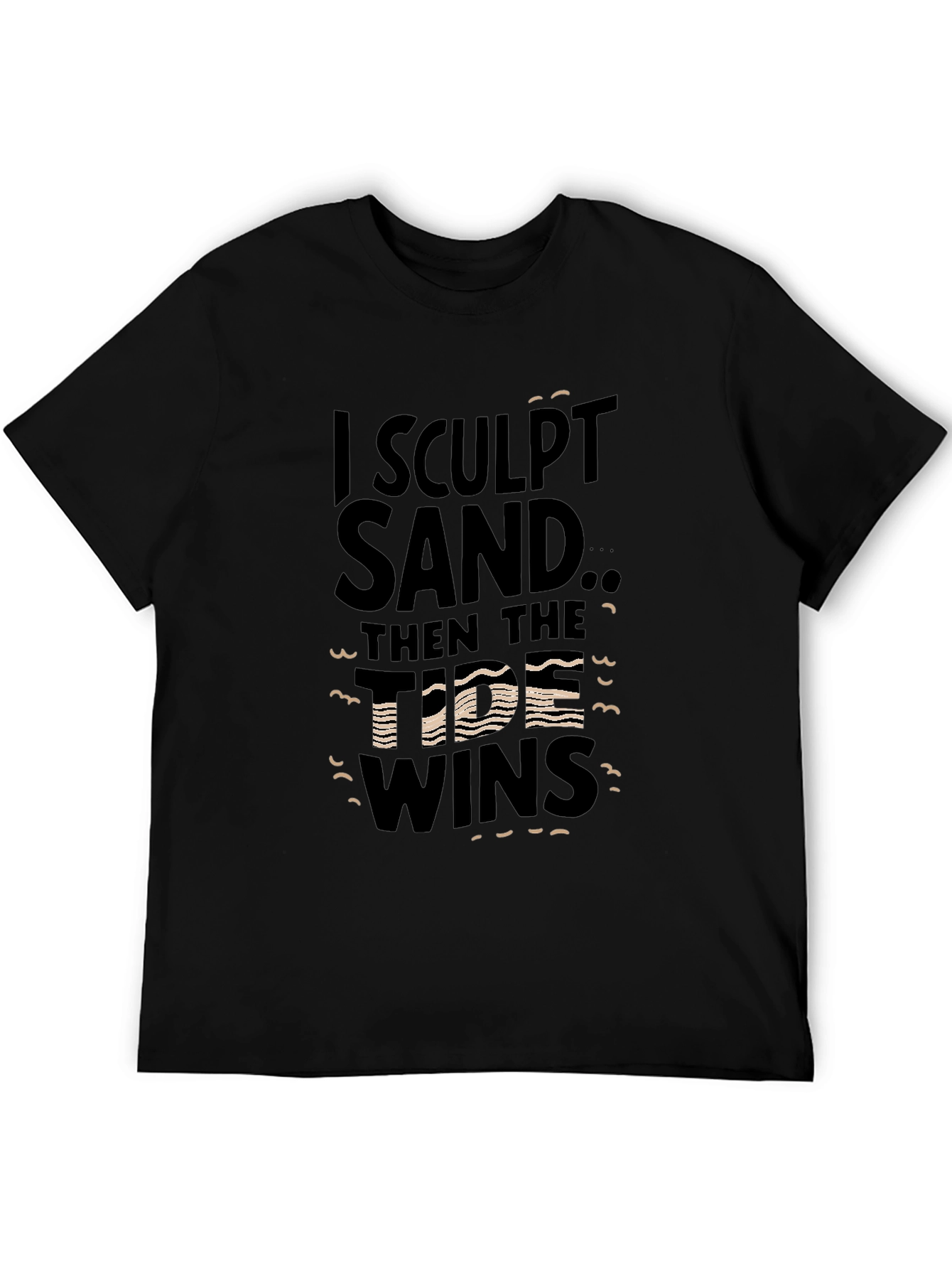 Camiseta Negra con Estampado Esculpo Arena