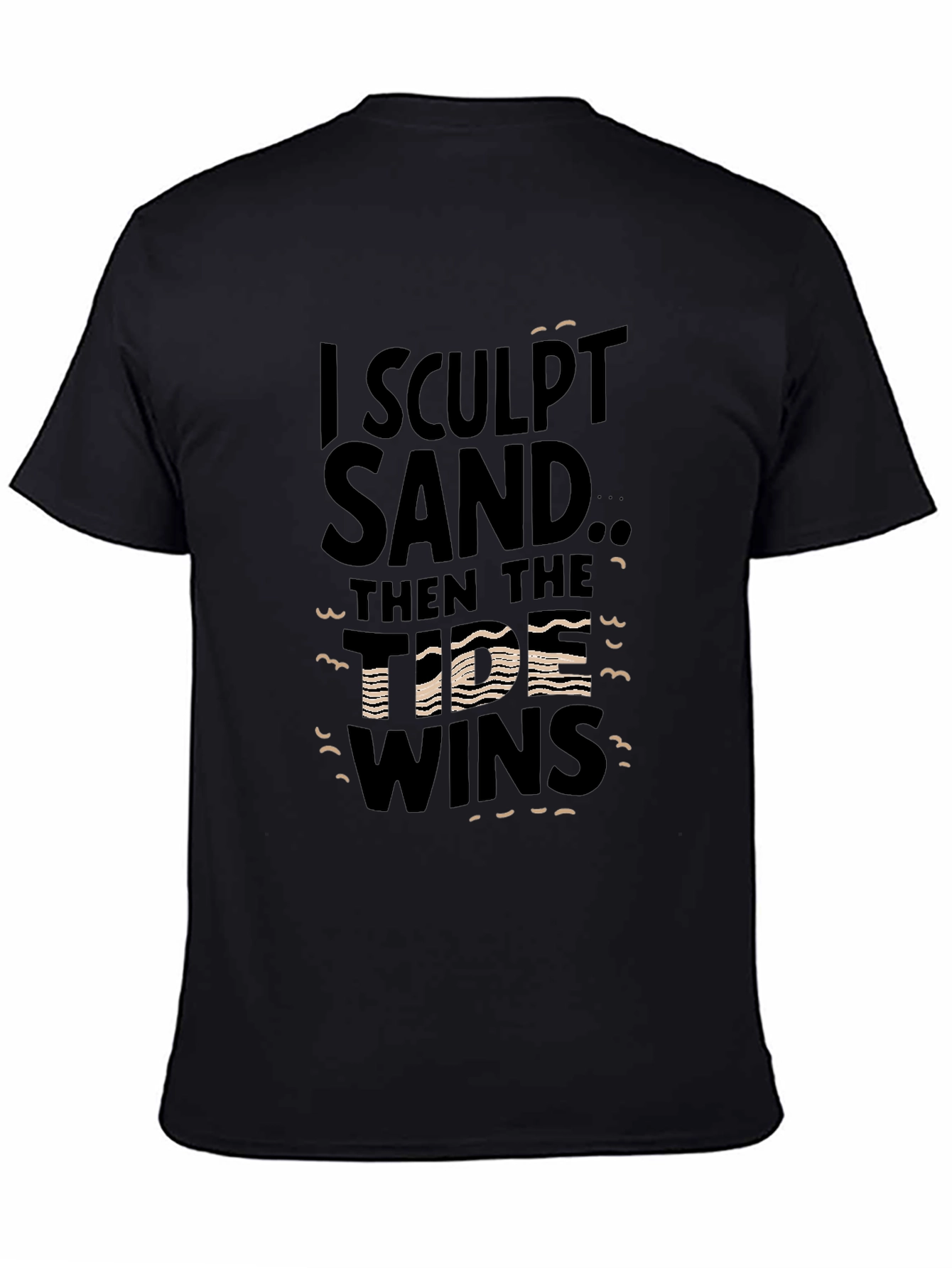 Camiseta Negra con Estampado Esculpo Arena