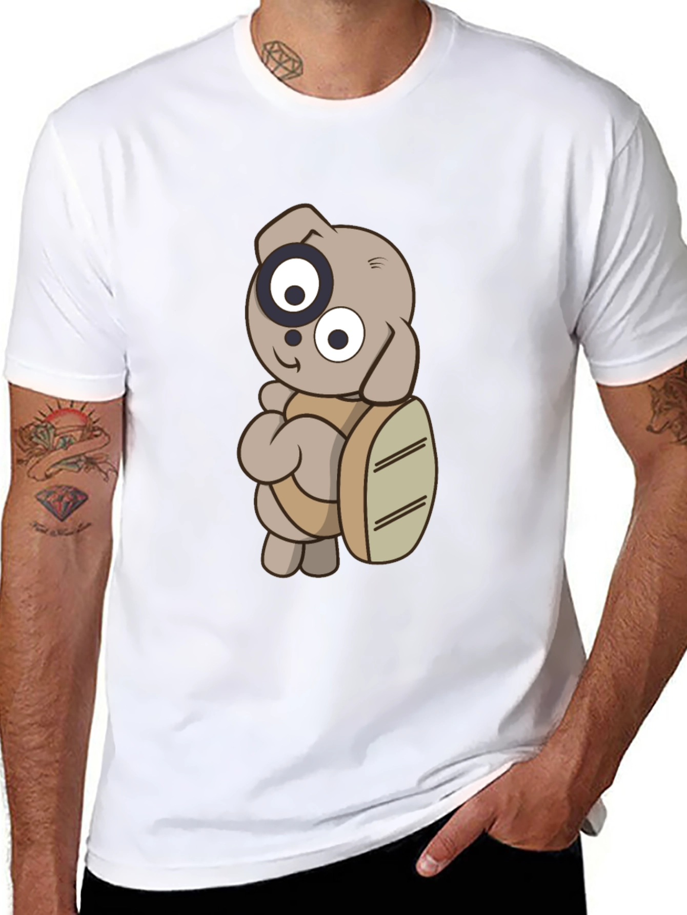Camiseta Negra con Diseño de Personaje Animado