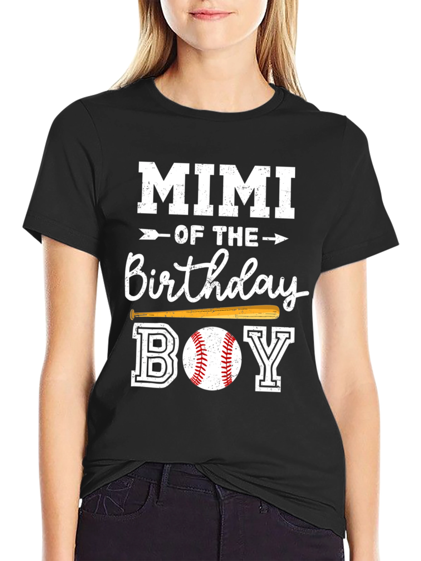 Camiseta Negra Mimi del Cumpleañero Baseball