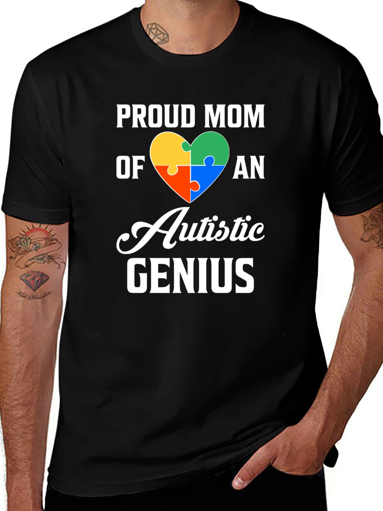 Camiseta Negra: Orgullosa Mamá de un Genio Autista