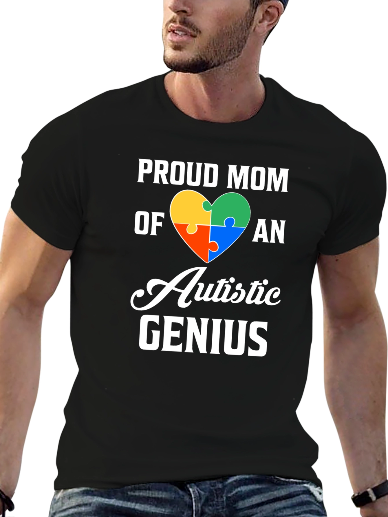 Camiseta Negra: Orgullosa Mamá de un Genio Autista