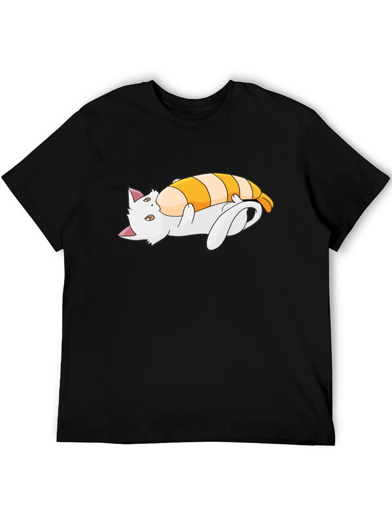 Camiseta Negra con Diseño de Gato y Camarón