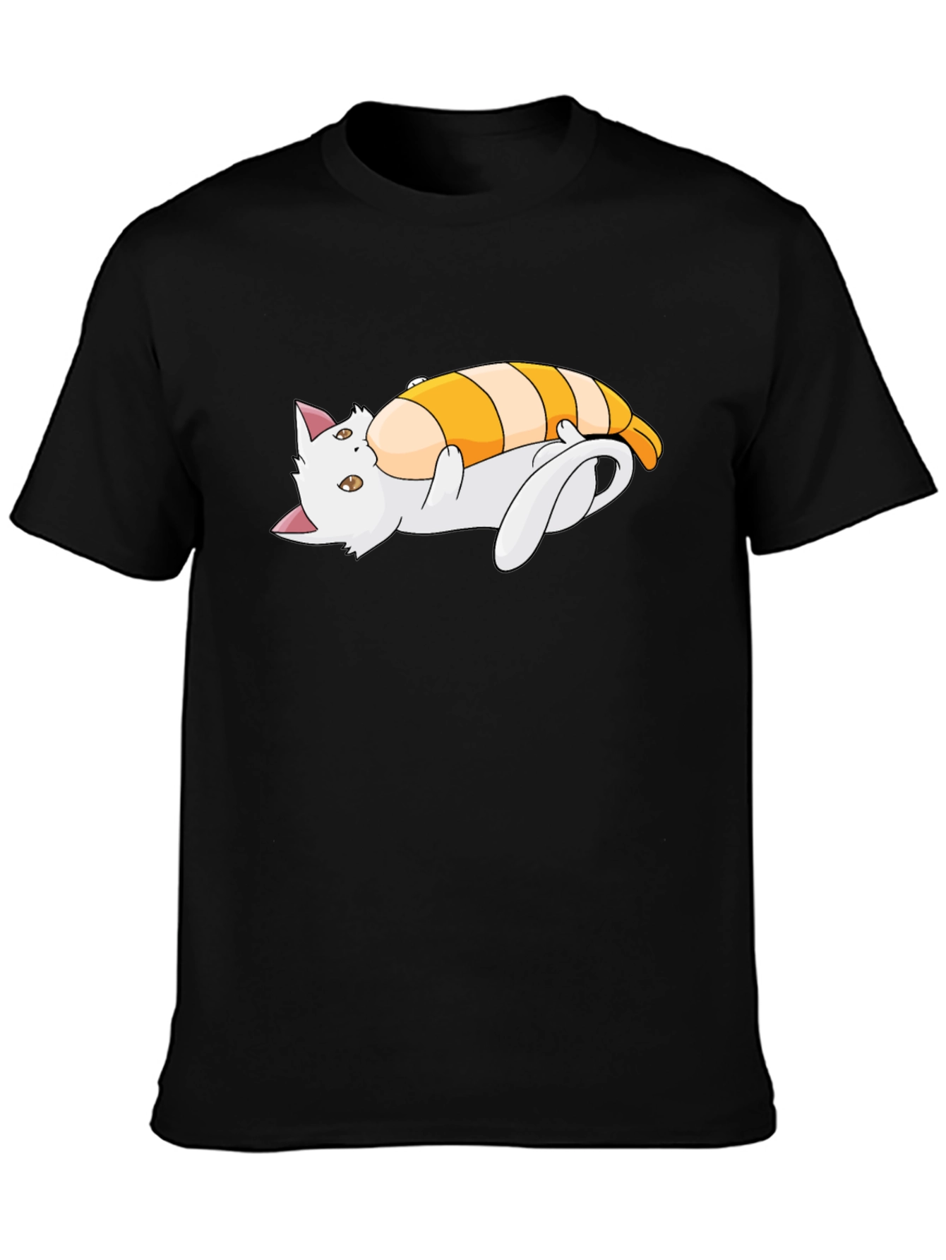 Camiseta Negra con Diseño de Gato y Camarón