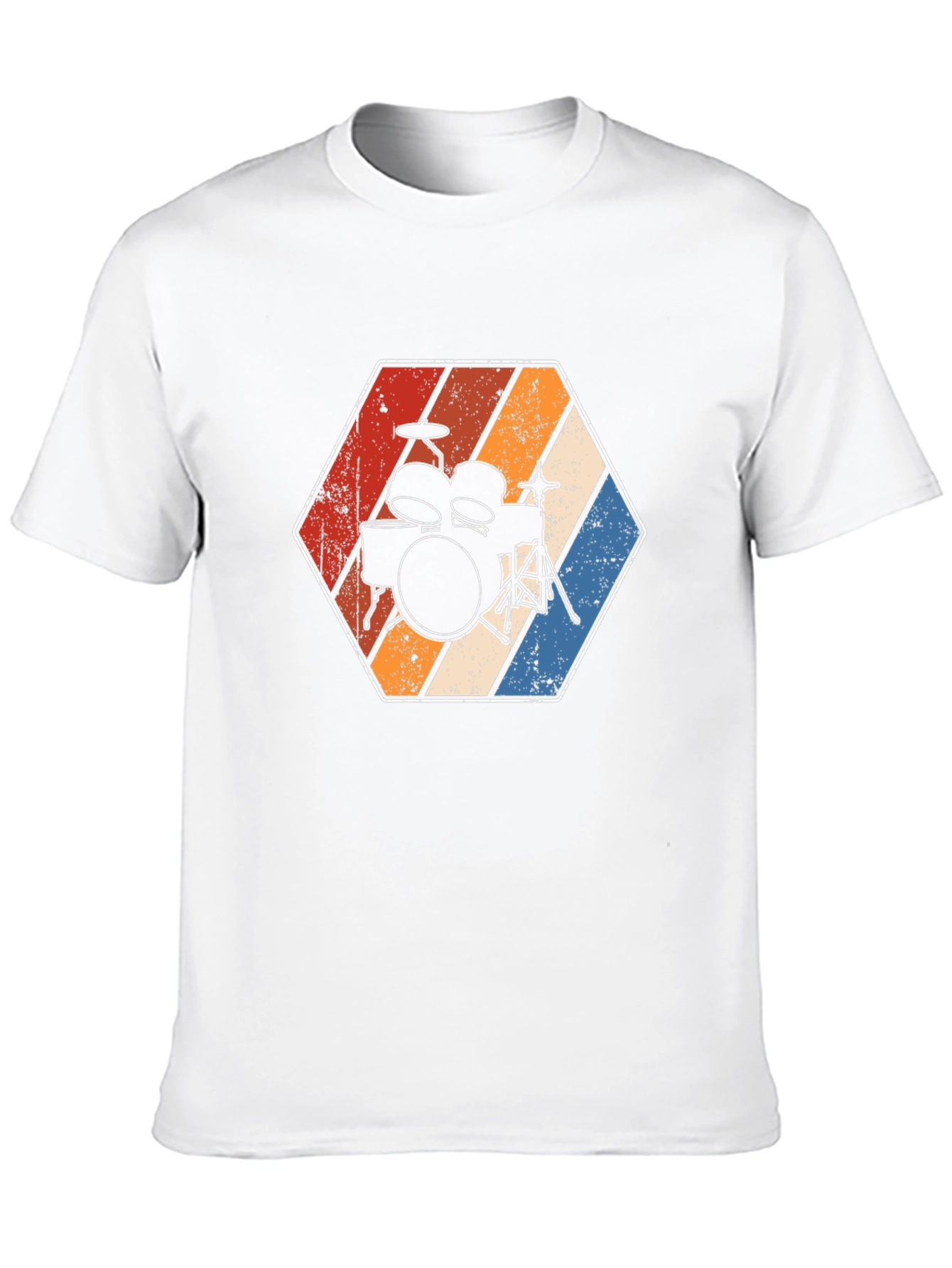 Camiseta Negra con Diseño de Batería Retro