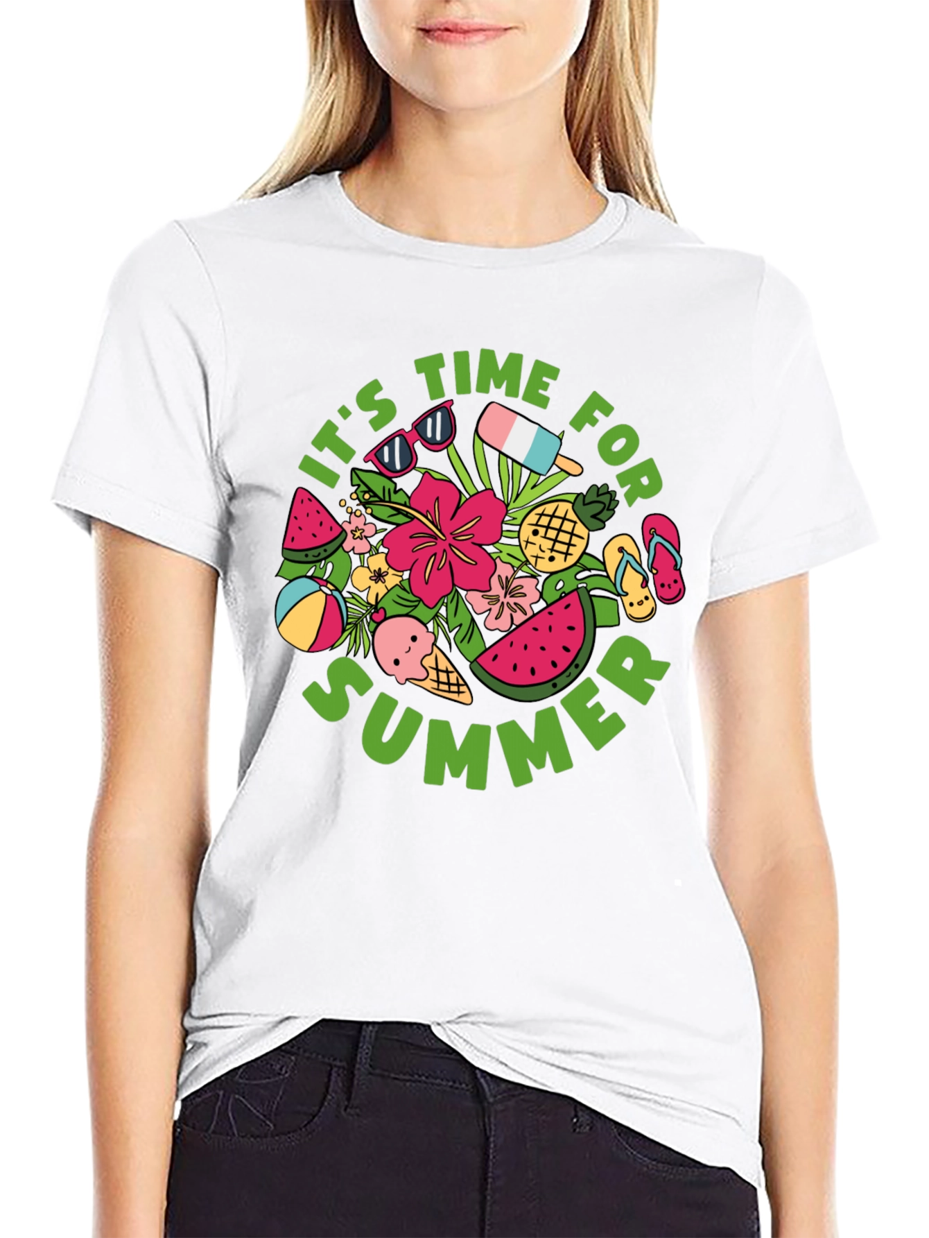 Camiseta Negra Estampada Verano
